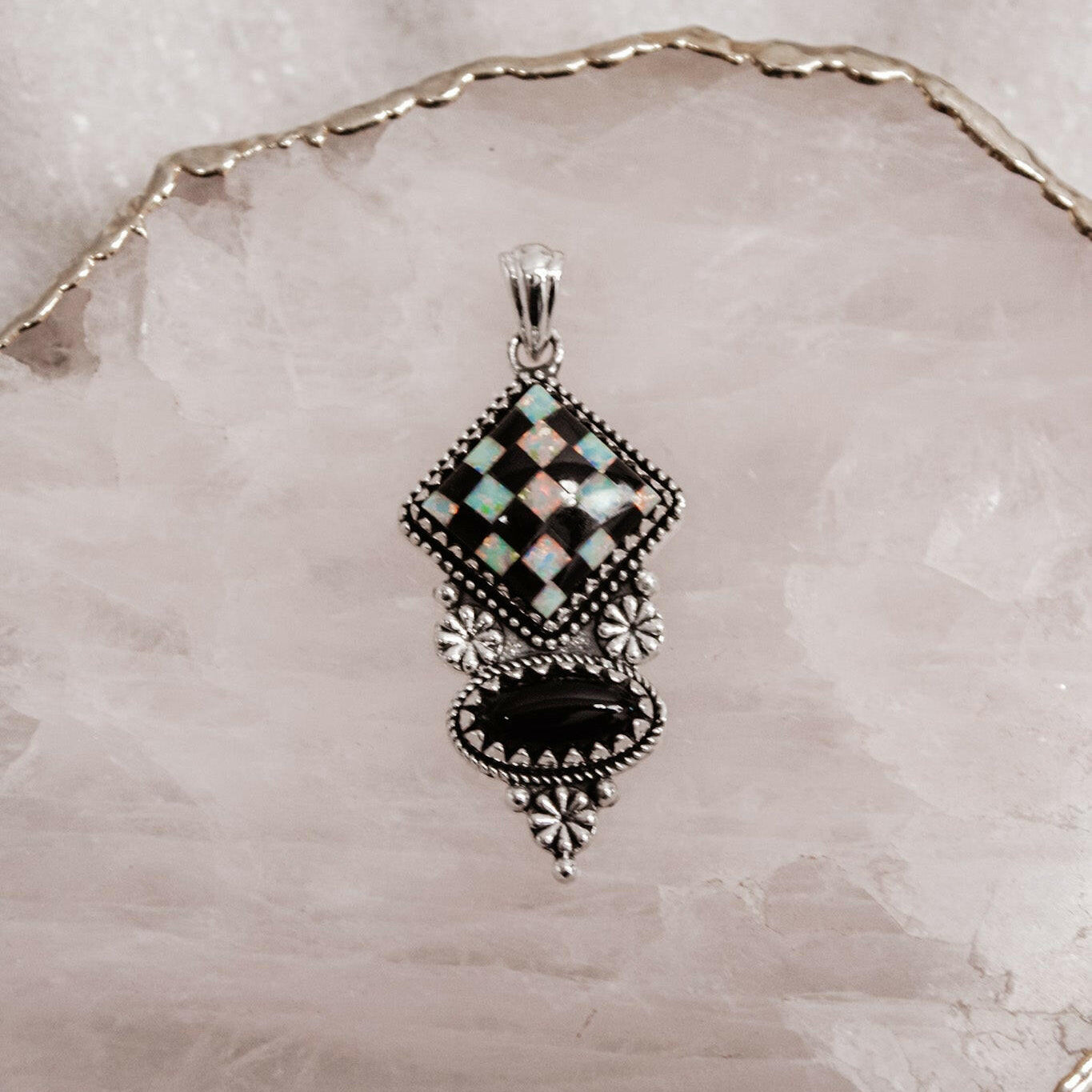 Checkmate Canvas Sterling Pendant-Chain Necklaces-Krush Kandy, Women's Online Fashion Boutique Located in Phoenix, Arizona (Scottsdale Area)