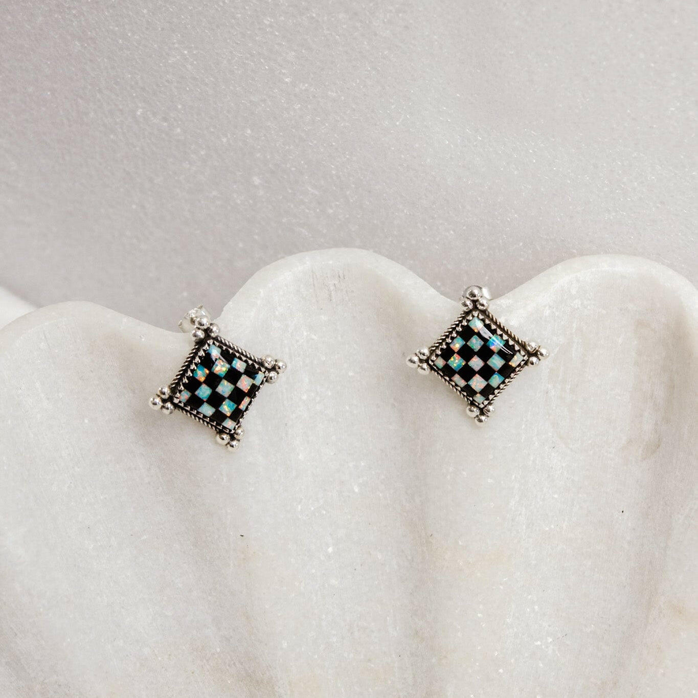 Checkmate Canvas Sterling Earrings | Krush Kouture-Stud Earrings-Krush Kandy, Women's Online Fashion Boutique Located in Phoenix, Arizona (Scottsdale Area)