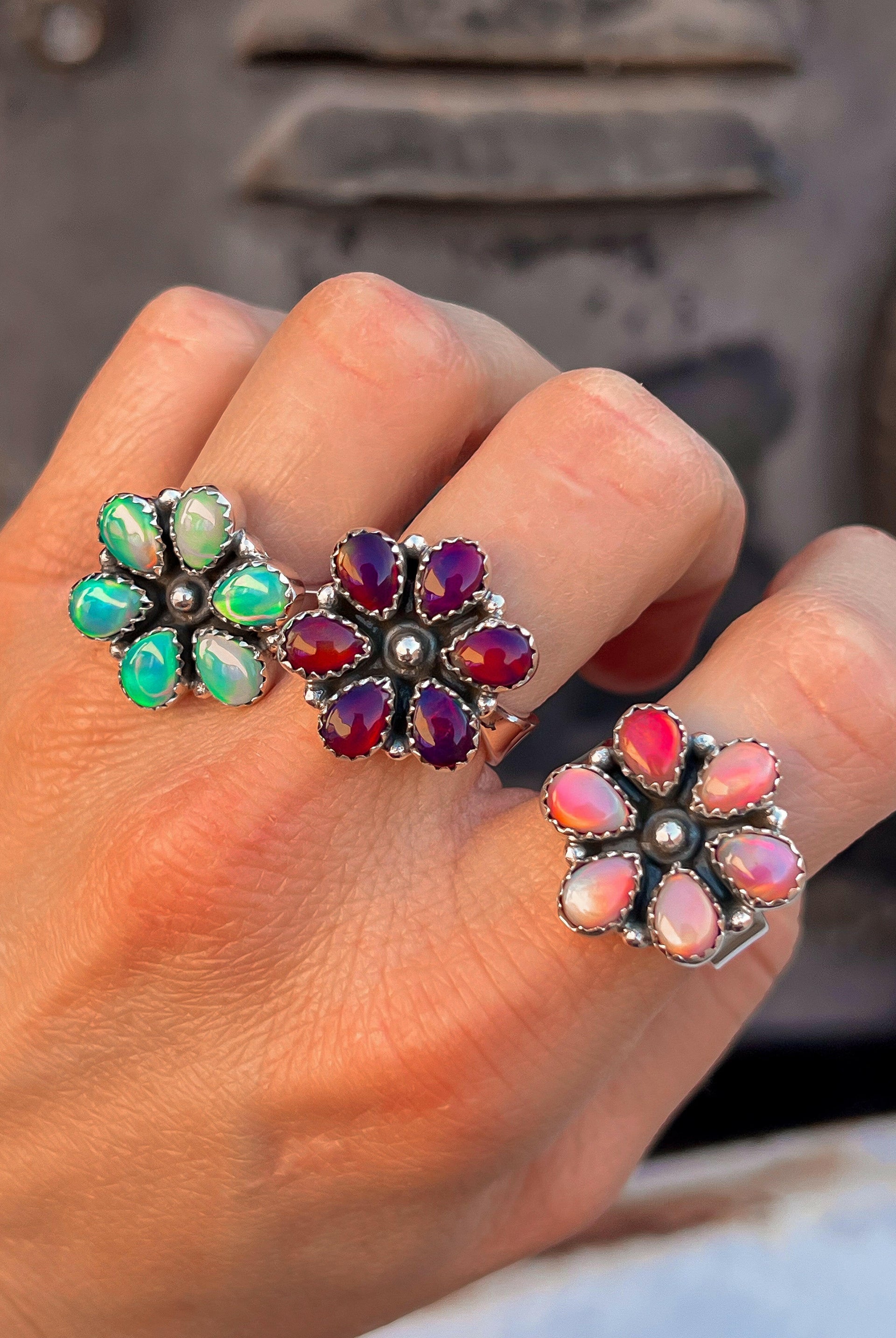 Mini Daisy Sterling Silver Cluster Rings-Cluster Rings-Krush Kandy, Women's Online Fashion Boutique Located in Phoenix, Arizona (Scottsdale Area)