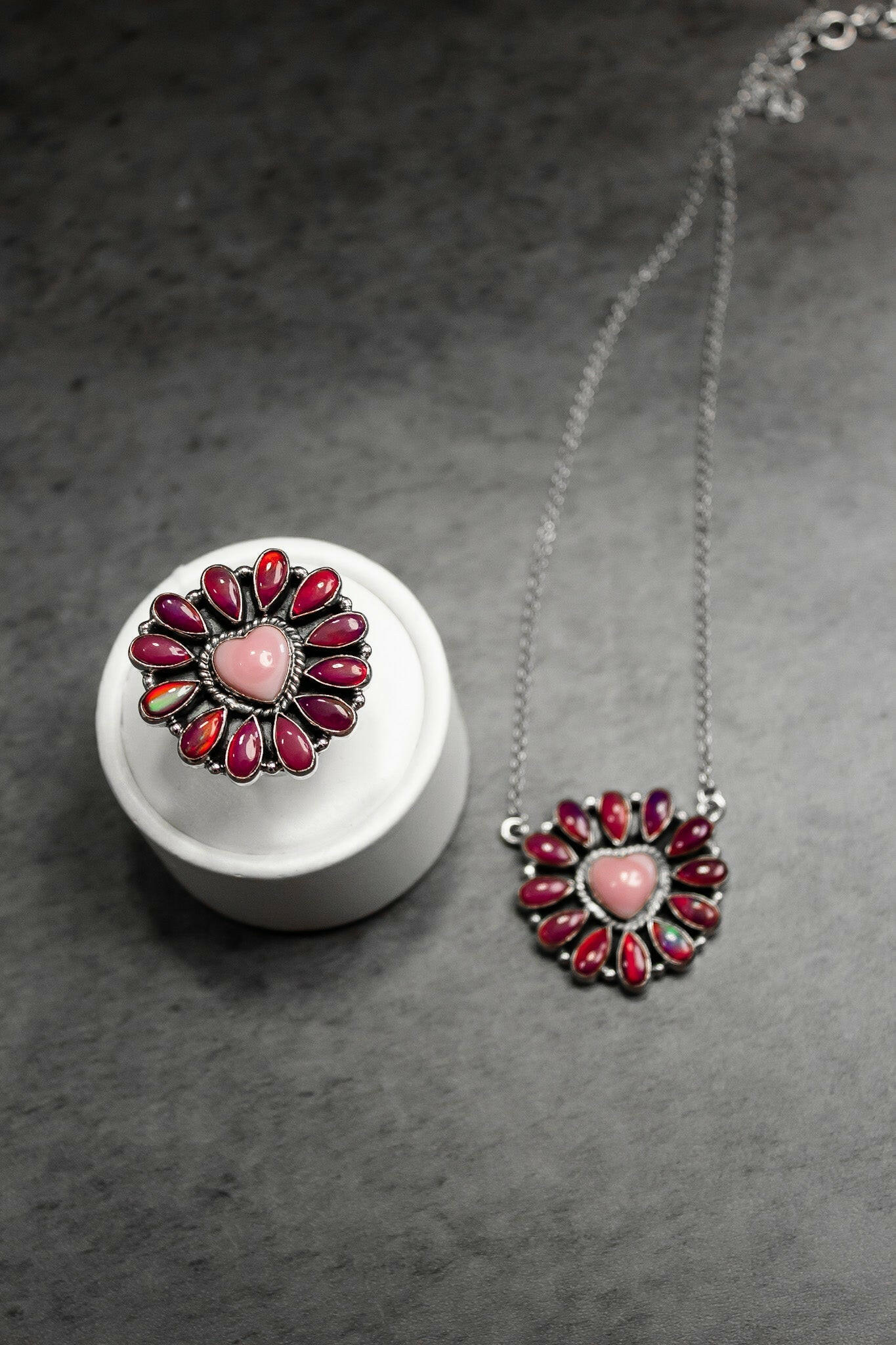 Hearts and Mixed Stone Sterling Silver Necklaces & Rings-Chain Necklaces-Krush Kandy, Women's Online Fashion Boutique Located in Phoenix, Arizona (Scottsdale Area)