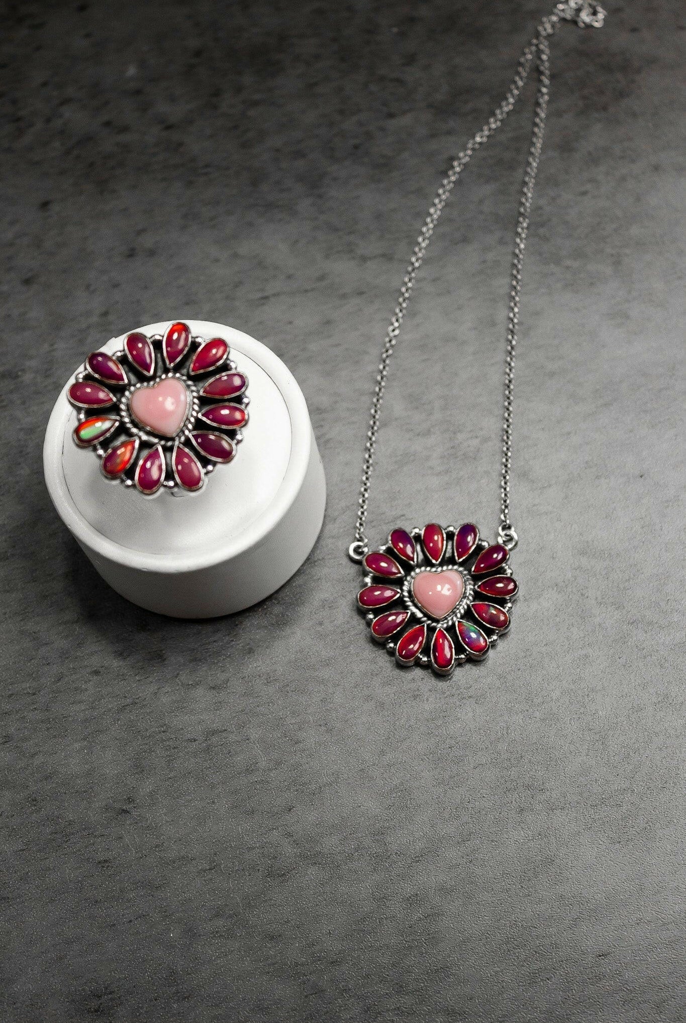 Hearts and Mixed Stone Sterling Silver Necklaces & Rings-Chain Necklaces-Krush Kandy, Women's Online Fashion Boutique Located in Phoenix, Arizona (Scottsdale Area)