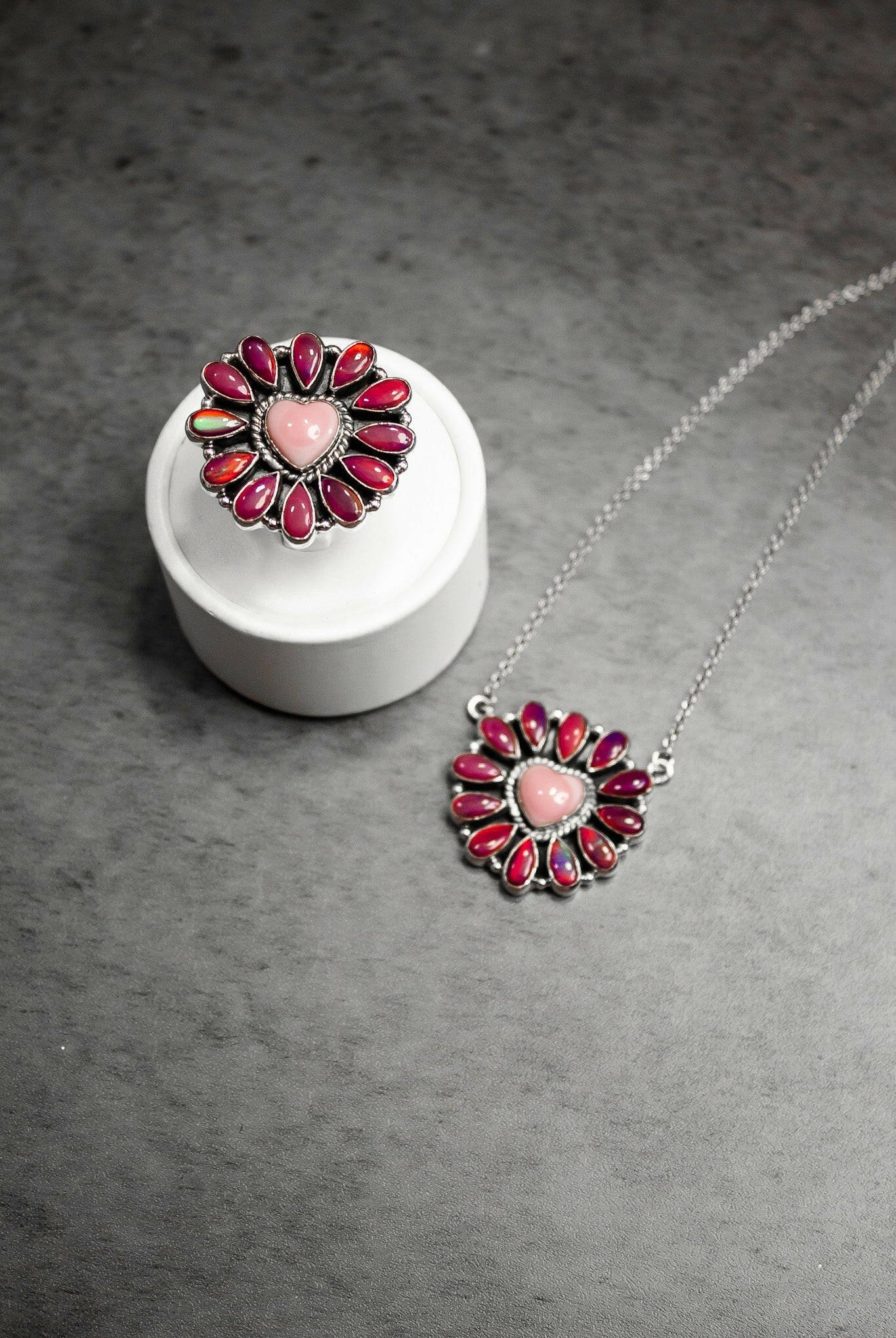 Hearts and Mixed Stone Sterling Silver Necklaces & Rings-Chain Necklaces-Krush Kandy, Women's Online Fashion Boutique Located in Phoenix, Arizona (Scottsdale Area)