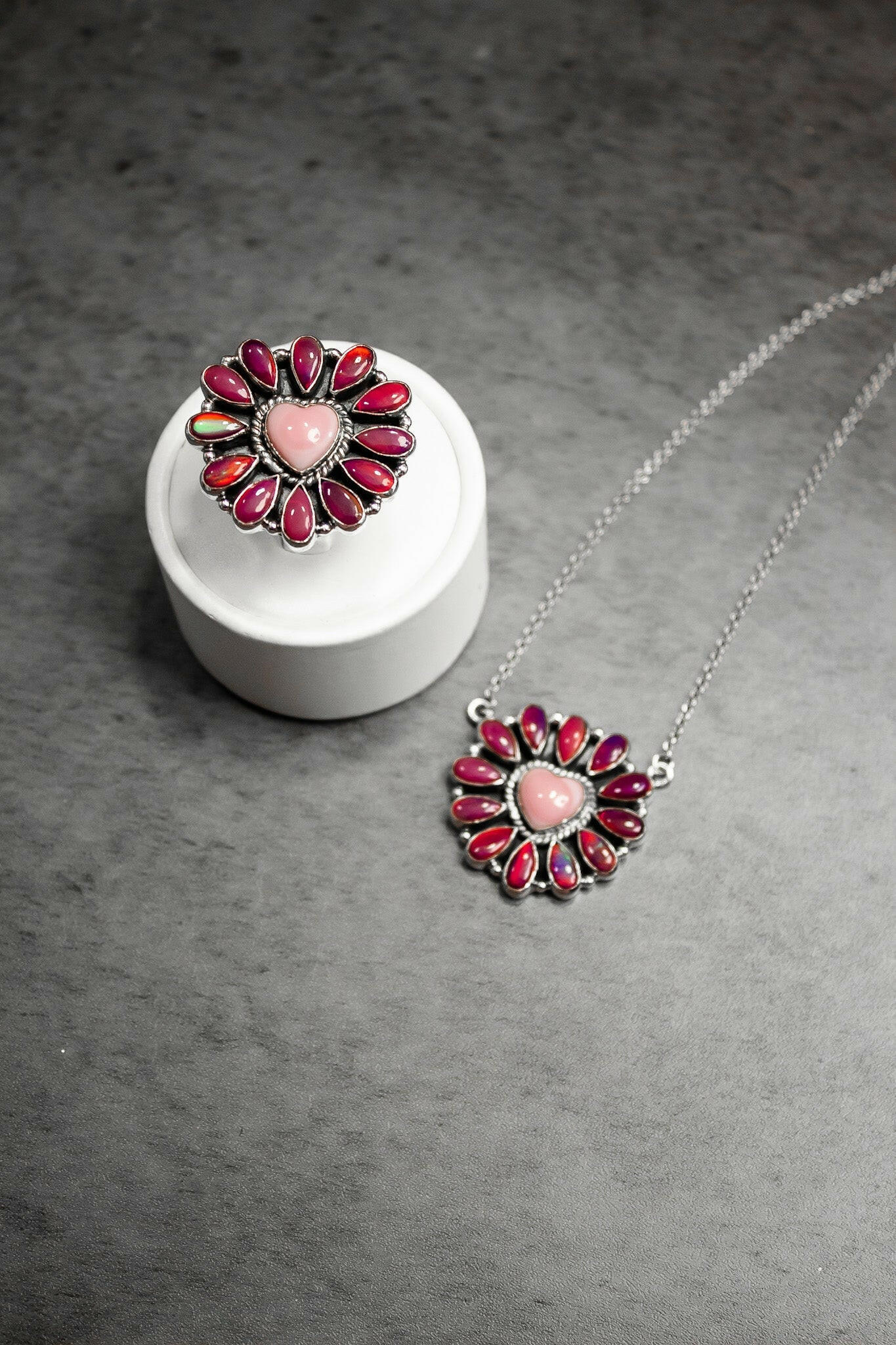 Hearts and Mixed Stone Sterling Silver Necklaces & Rings-Chain Necklaces-Krush Kandy, Women's Online Fashion Boutique Located in Phoenix, Arizona (Scottsdale Area)