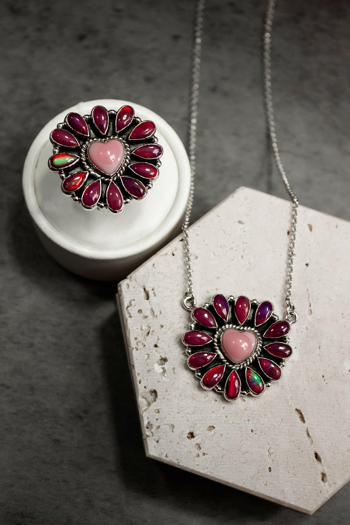 Hearts and Mixed Stone Sterling Silver Necklaces & Rings-Chain Necklaces-Krush Kandy, Women's Online Fashion Boutique Located in Phoenix, Arizona (Scottsdale Area)