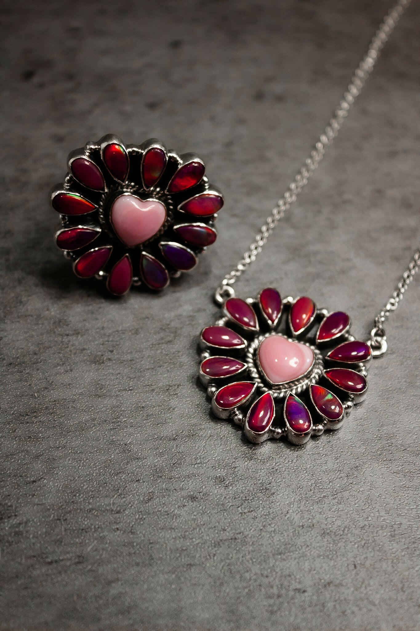 Hearts and Mixed Stone Sterling Silver Necklaces & Rings-Chain Necklaces-Krush Kandy, Women's Online Fashion Boutique Located in Phoenix, Arizona (Scottsdale Area)