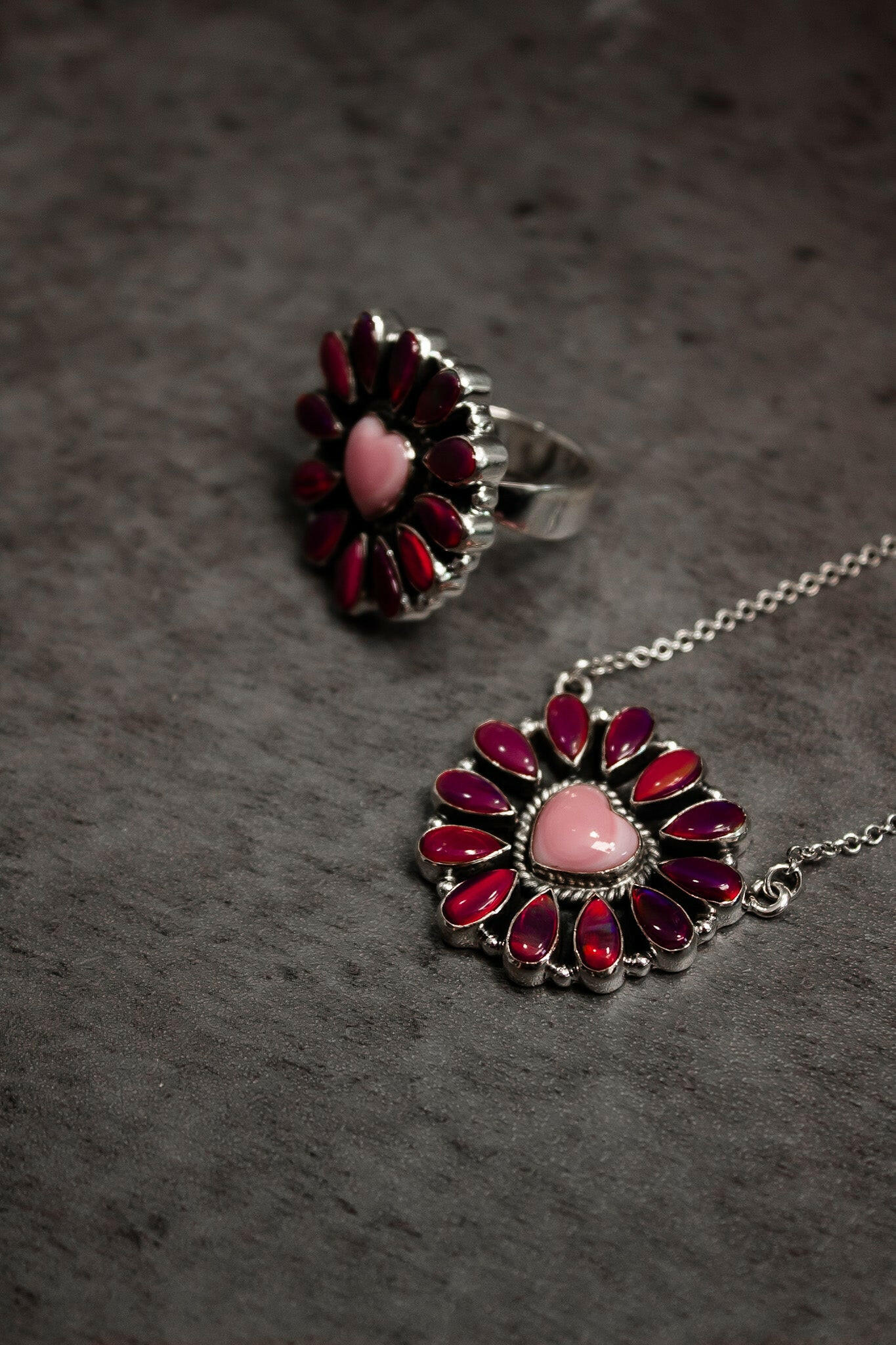 Hearts and Mixed Stone Sterling Silver Necklaces & Rings-Chain Necklaces-Krush Kandy, Women's Online Fashion Boutique Located in Phoenix, Arizona (Scottsdale Area)