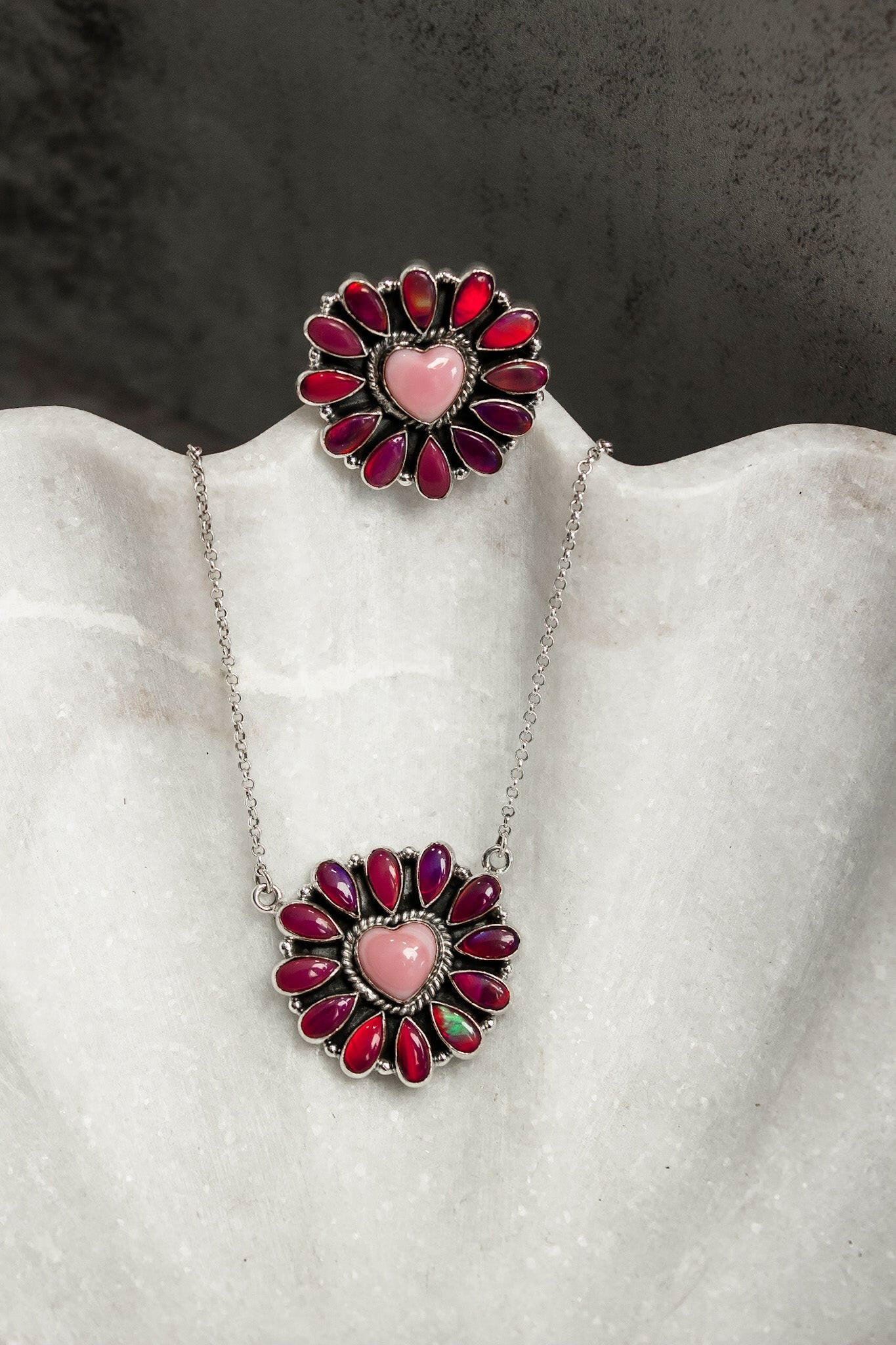 Hearts and Mixed Stone Sterling Silver Necklaces & Rings-Chain Necklaces-Krush Kandy, Women's Online Fashion Boutique Located in Phoenix, Arizona (Scottsdale Area)