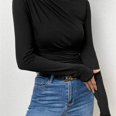 Set The Vibe Long Sleeve Ruched Top-Tops-Krush Kandy, Women's Online Fashion Boutique Located in Phoenix, Arizona (Scottsdale Area)