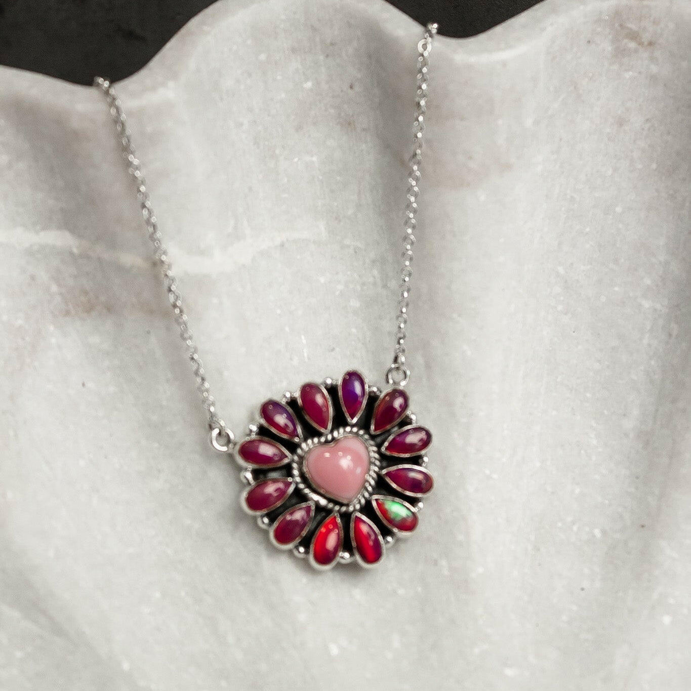 Hearts and Mixed Stone Sterling Silver Necklaces & Rings-Chain Necklaces-Krush Kandy, Women's Online Fashion Boutique Located in Phoenix, Arizona (Scottsdale Area)