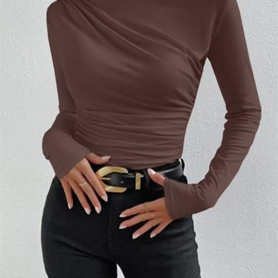 Set The Vibe Long Sleeve Ruched Top-Tops-Krush Kandy, Women's Online Fashion Boutique Located in Phoenix, Arizona (Scottsdale Area)