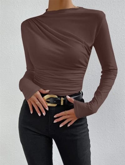 Set The Vibe Long Sleeve Ruched Top-Tops-Krush Kandy, Women's Online Fashion Boutique Located in Phoenix, Arizona (Scottsdale Area)