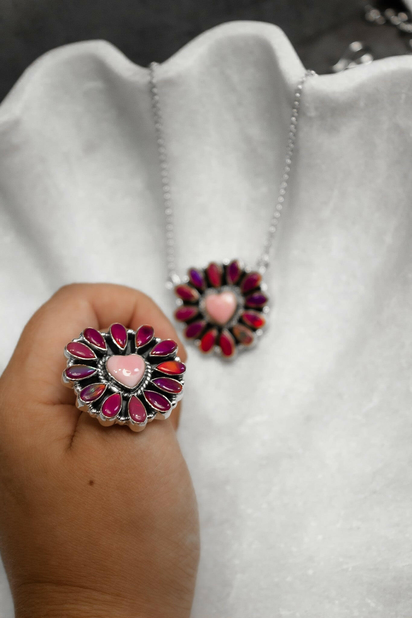 Hearts and Mixed Stone Sterling Silver Necklaces & Rings-Chain Necklaces-Krush Kandy, Women's Online Fashion Boutique Located in Phoenix, Arizona (Scottsdale Area)