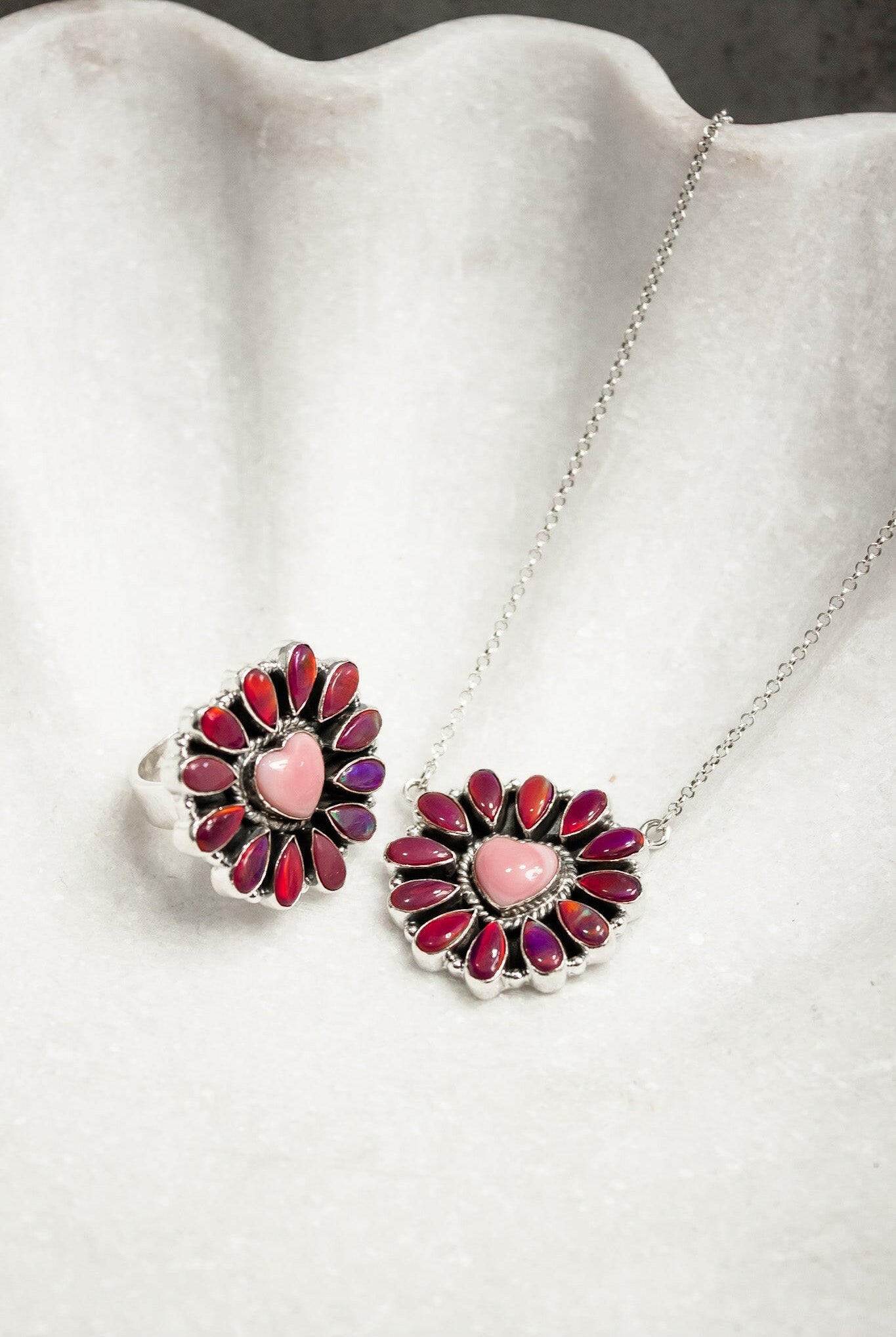 Hearts and Mixed Stone Sterling Silver Necklaces & Rings-Chain Necklaces-Krush Kandy, Women's Online Fashion Boutique Located in Phoenix, Arizona (Scottsdale Area)