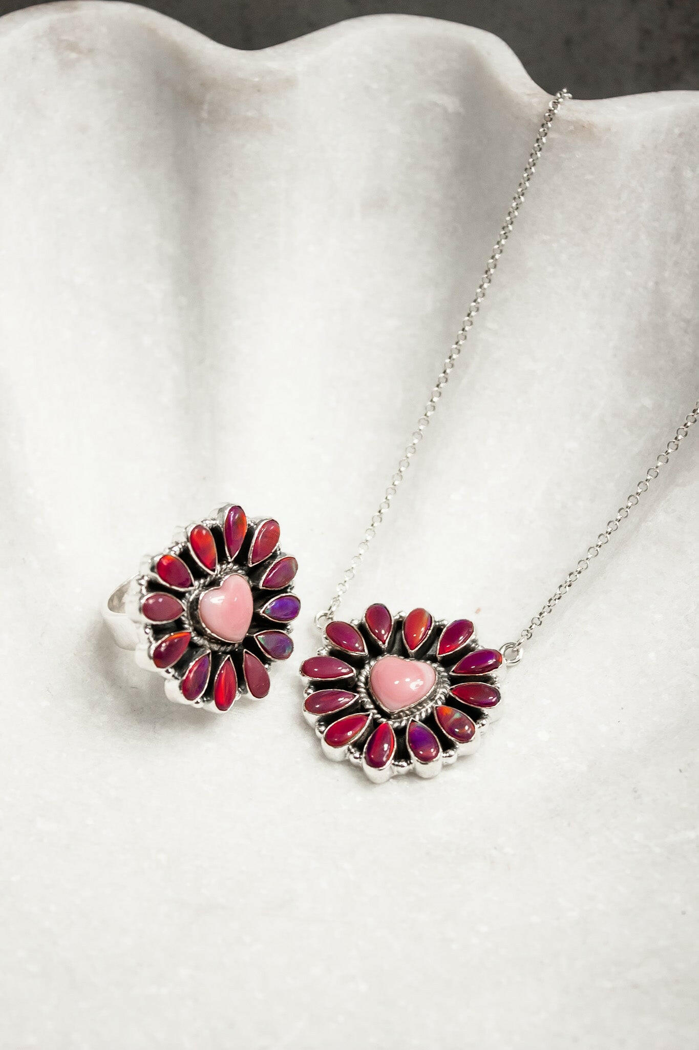 Hearts and Mixed Stone Sterling Silver Necklaces & Rings-Chain Necklaces-Krush Kandy, Women's Online Fashion Boutique Located in Phoenix, Arizona (Scottsdale Area)