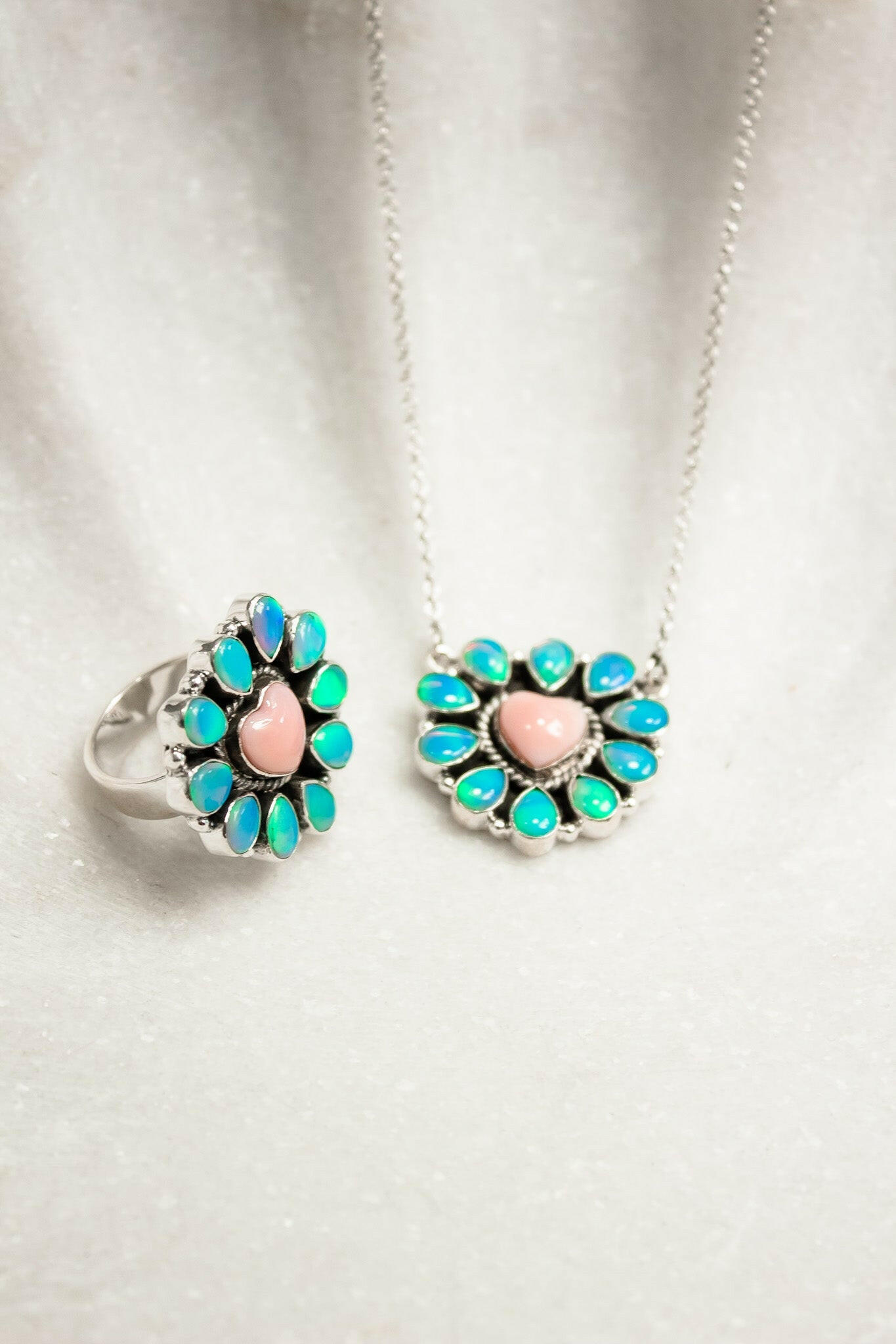 Hearts and Mixed Stone Sterling Silver Necklaces & Rings-Chain Necklaces-Krush Kandy, Women's Online Fashion Boutique Located in Phoenix, Arizona (Scottsdale Area)