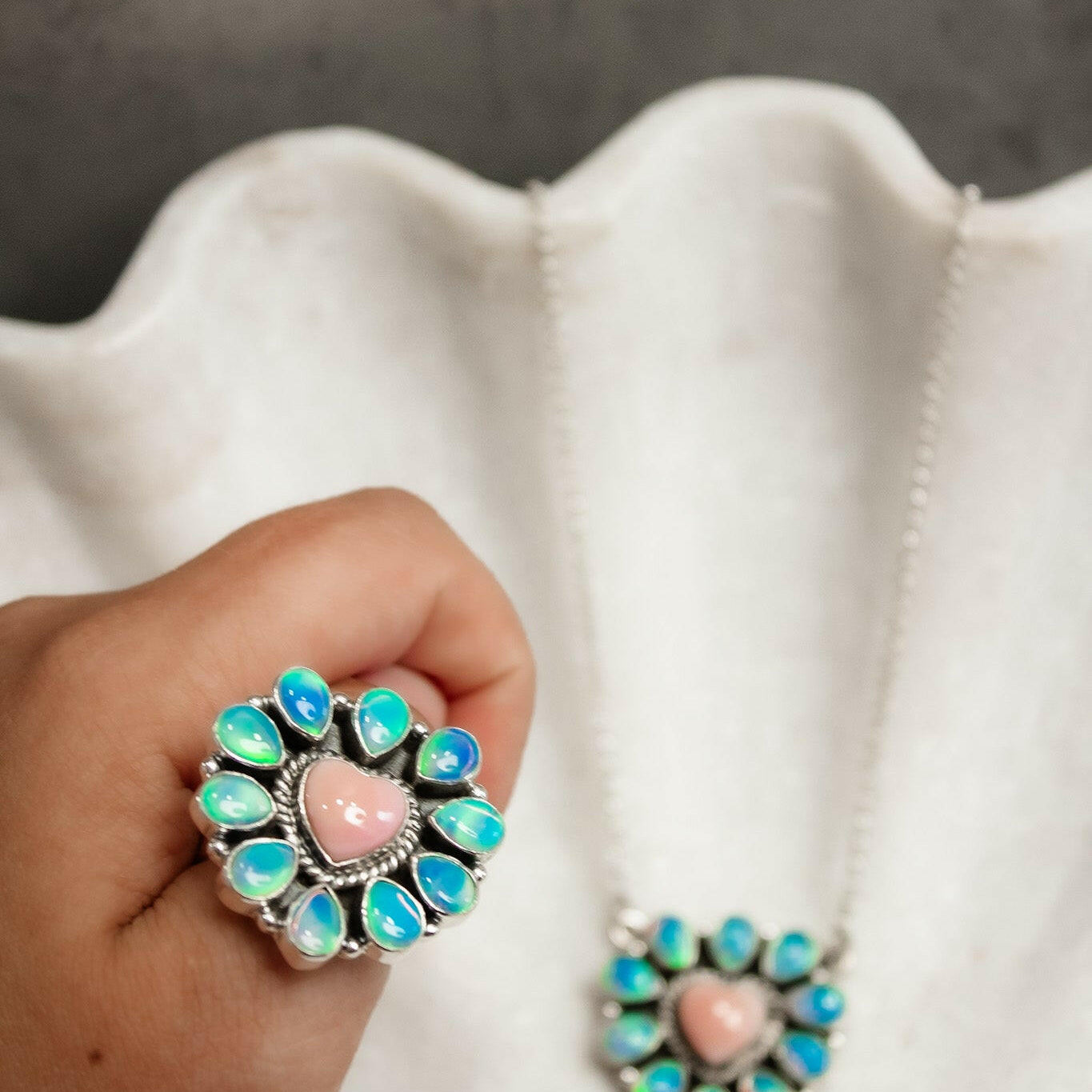 Hearts and Mixed Stone Sterling Silver Necklaces & Rings-Chain Necklaces-Krush Kandy, Women's Online Fashion Boutique Located in Phoenix, Arizona (Scottsdale Area)