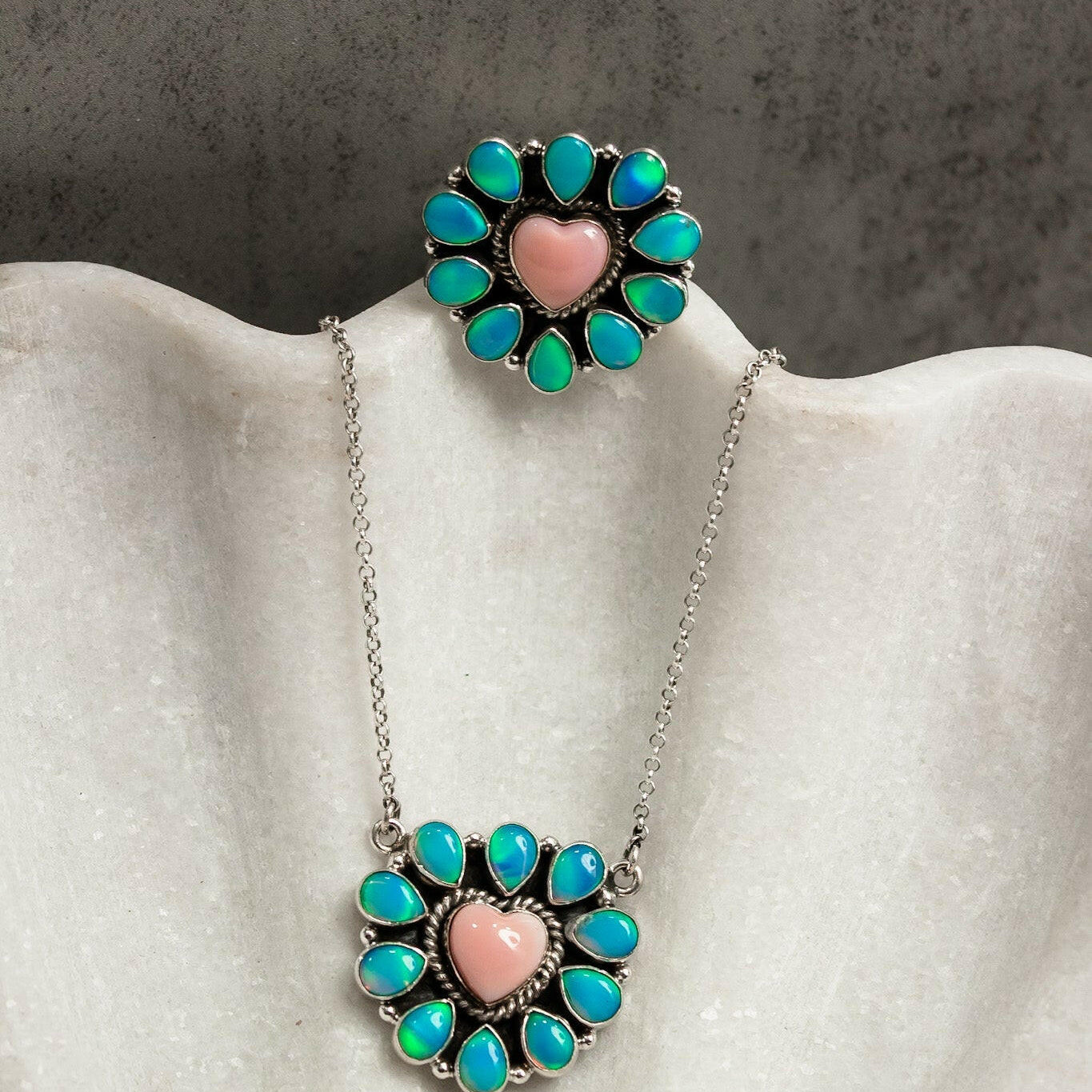 Hearts and Mixed Stone Sterling Silver Necklaces & Rings-Chain Necklaces-Krush Kandy, Women's Online Fashion Boutique Located in Phoenix, Arizona (Scottsdale Area)