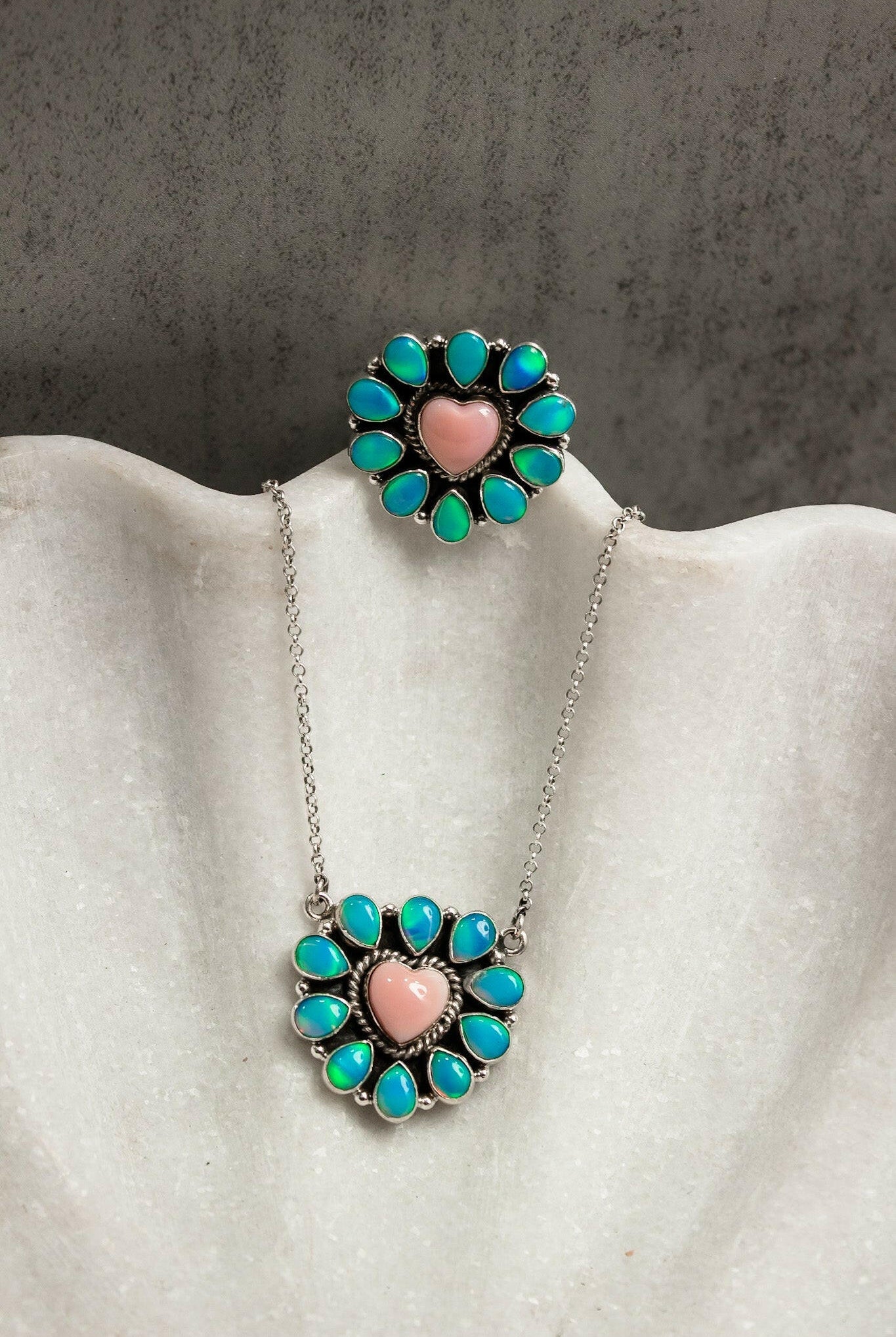 Hearts and Mixed Stone Sterling Silver Necklaces & Rings-Chain Necklaces-Krush Kandy, Women's Online Fashion Boutique Located in Phoenix, Arizona (Scottsdale Area)