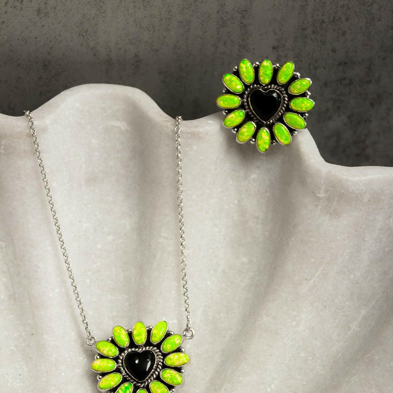 Hearts and Mixed Stone Sterling Silver Necklaces & Rings-Chain Necklaces-Krush Kandy, Women's Online Fashion Boutique Located in Phoenix, Arizona (Scottsdale Area)