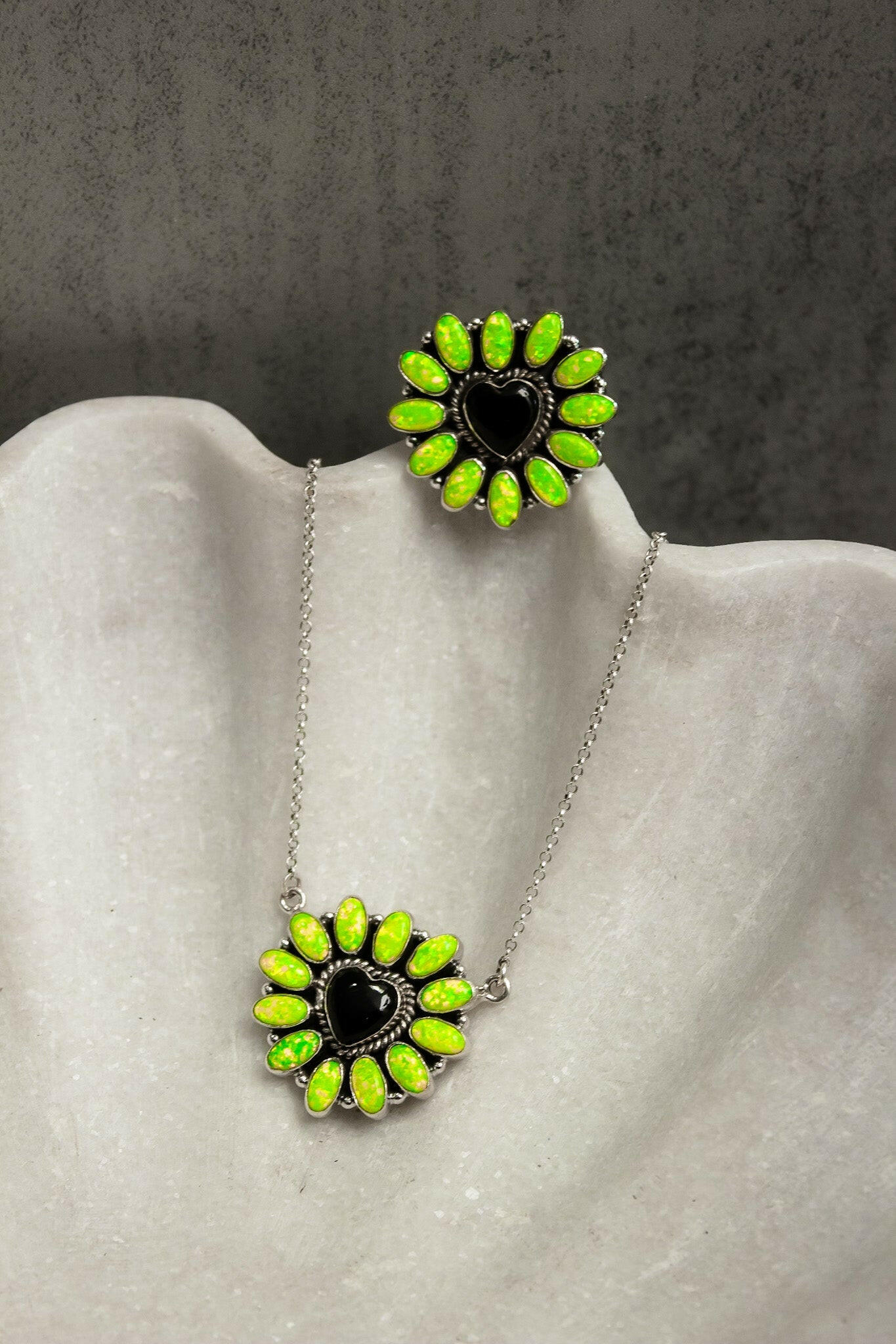 Hearts and Mixed Stone Sterling Silver Necklaces & Rings-Chain Necklaces-Krush Kandy, Women's Online Fashion Boutique Located in Phoenix, Arizona (Scottsdale Area)