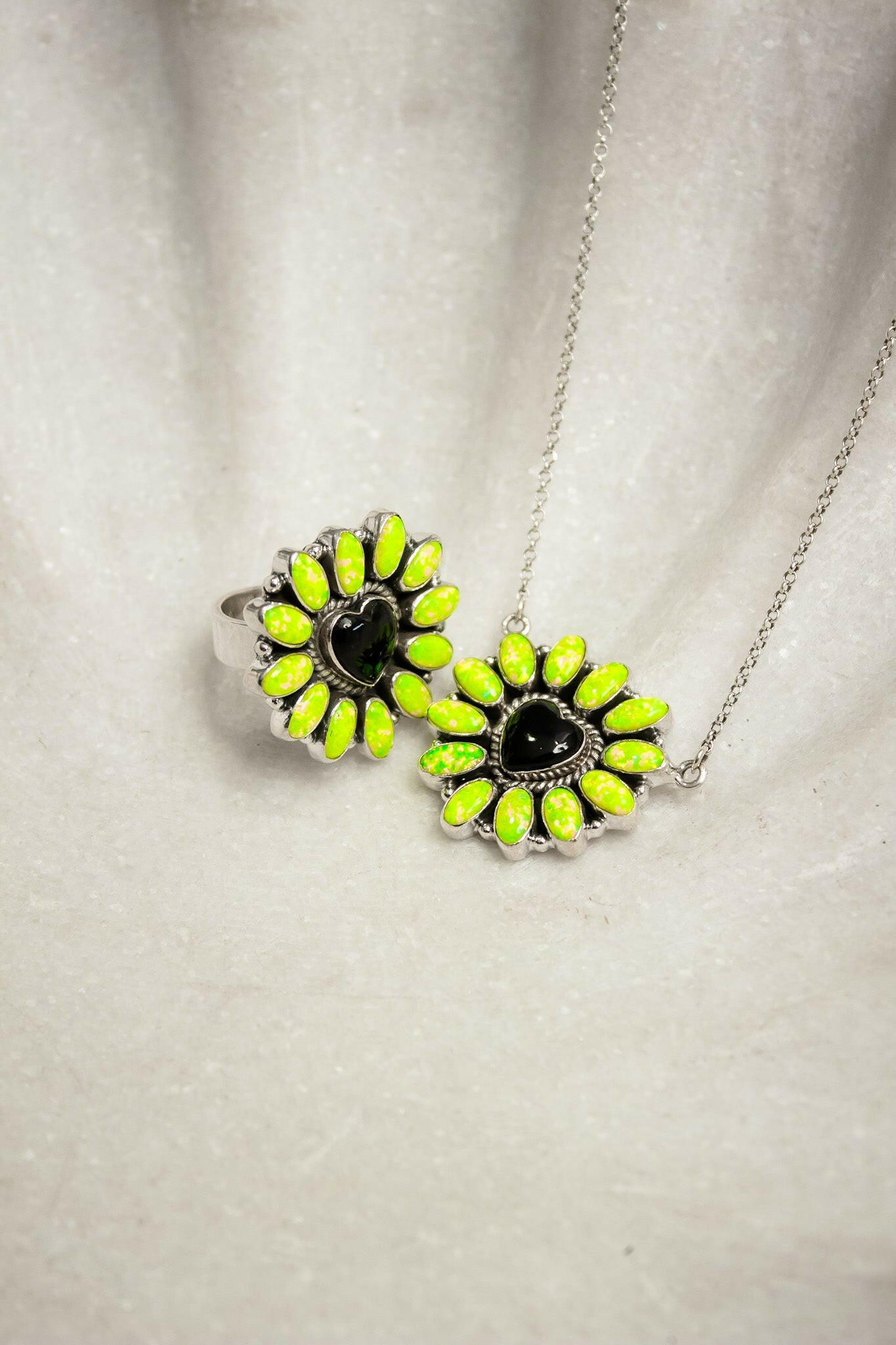 Hearts and Mixed Stone Sterling Silver Necklaces & Rings-Chain Necklaces-Krush Kandy, Women's Online Fashion Boutique Located in Phoenix, Arizona (Scottsdale Area)