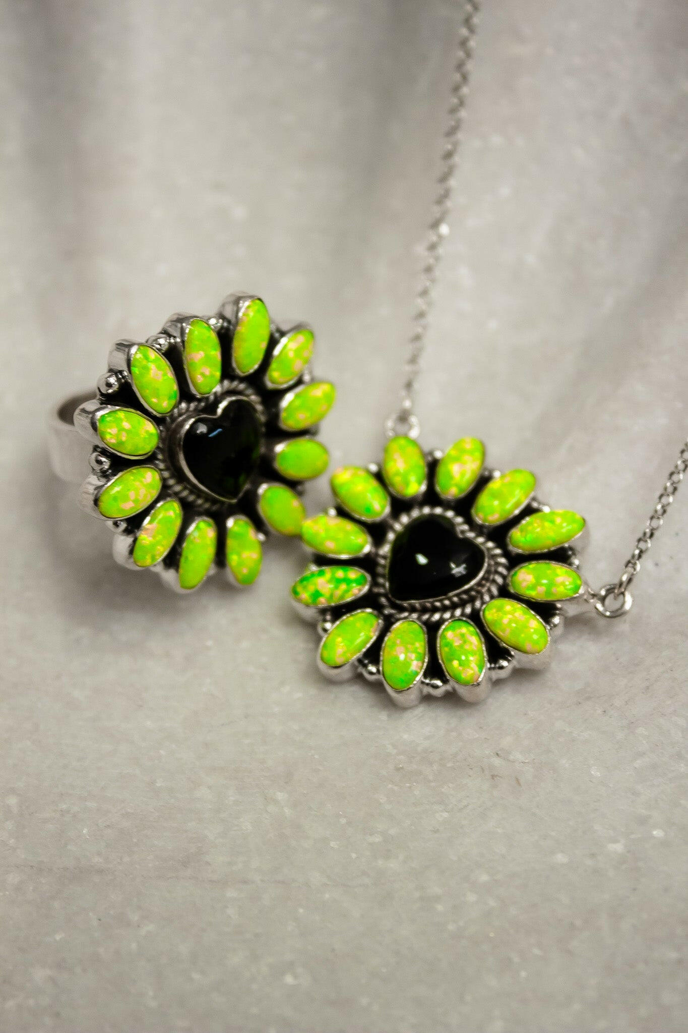 Hearts and Mixed Stone Sterling Silver Necklaces & Rings-Chain Necklaces-Krush Kandy, Women's Online Fashion Boutique Located in Phoenix, Arizona (Scottsdale Area)