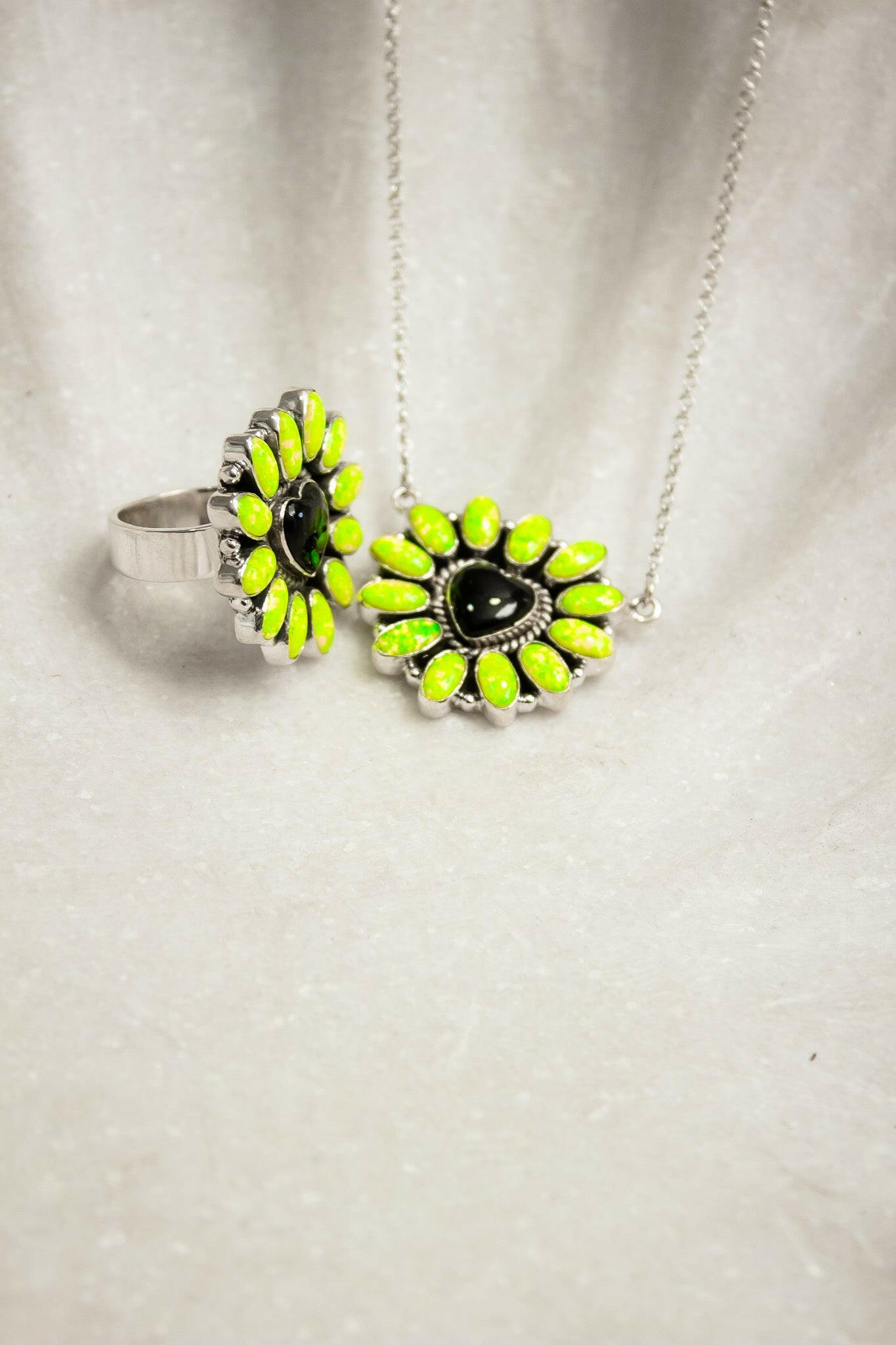 Hearts and Mixed Stone Sterling Silver Necklaces & Rings-Chain Necklaces-Krush Kandy, Women's Online Fashion Boutique Located in Phoenix, Arizona (Scottsdale Area)