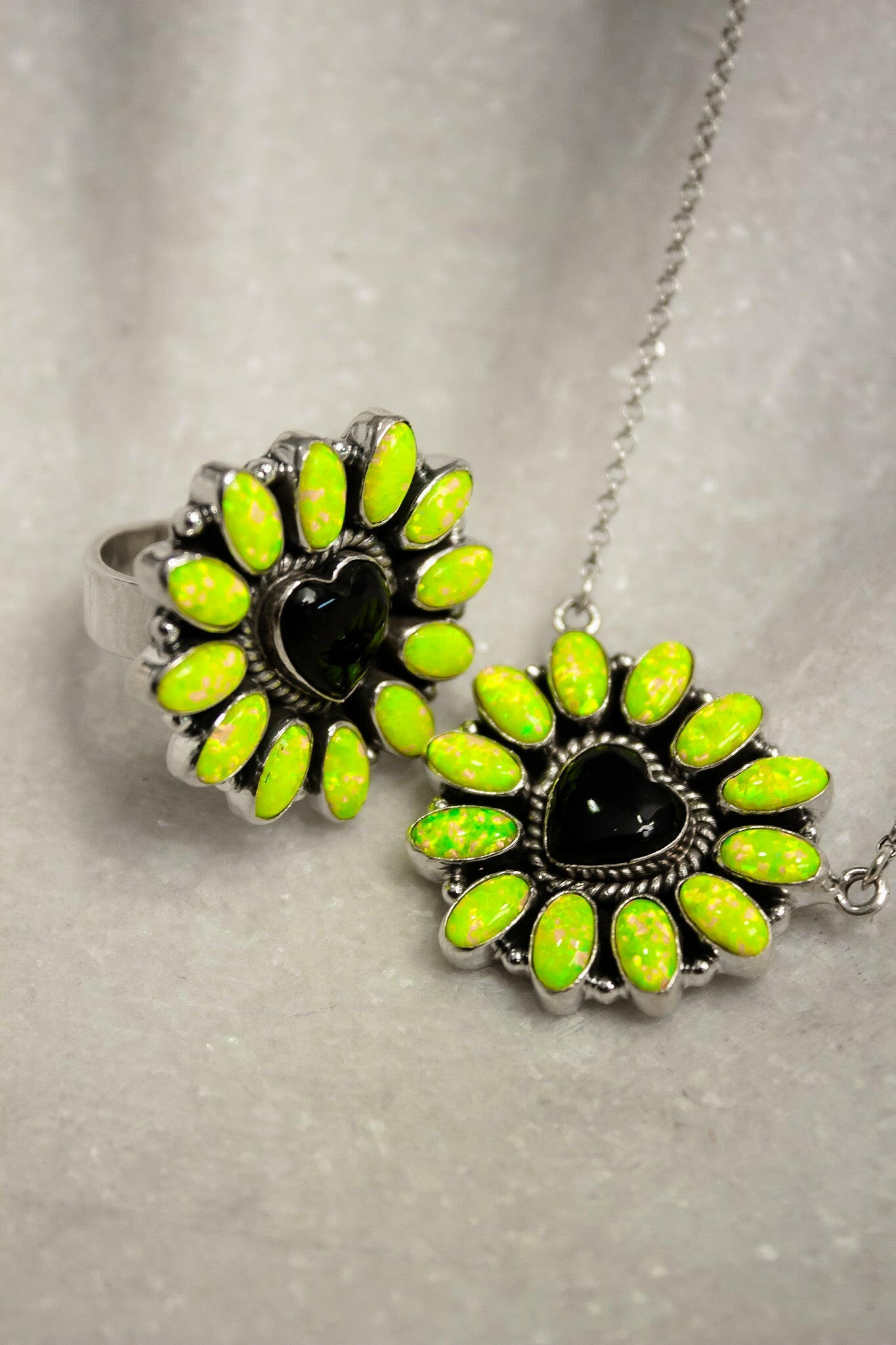 Hearts and Mixed Stone Sterling Silver Necklaces & Rings-Chain Necklaces-Krush Kandy, Women's Online Fashion Boutique Located in Phoenix, Arizona (Scottsdale Area)