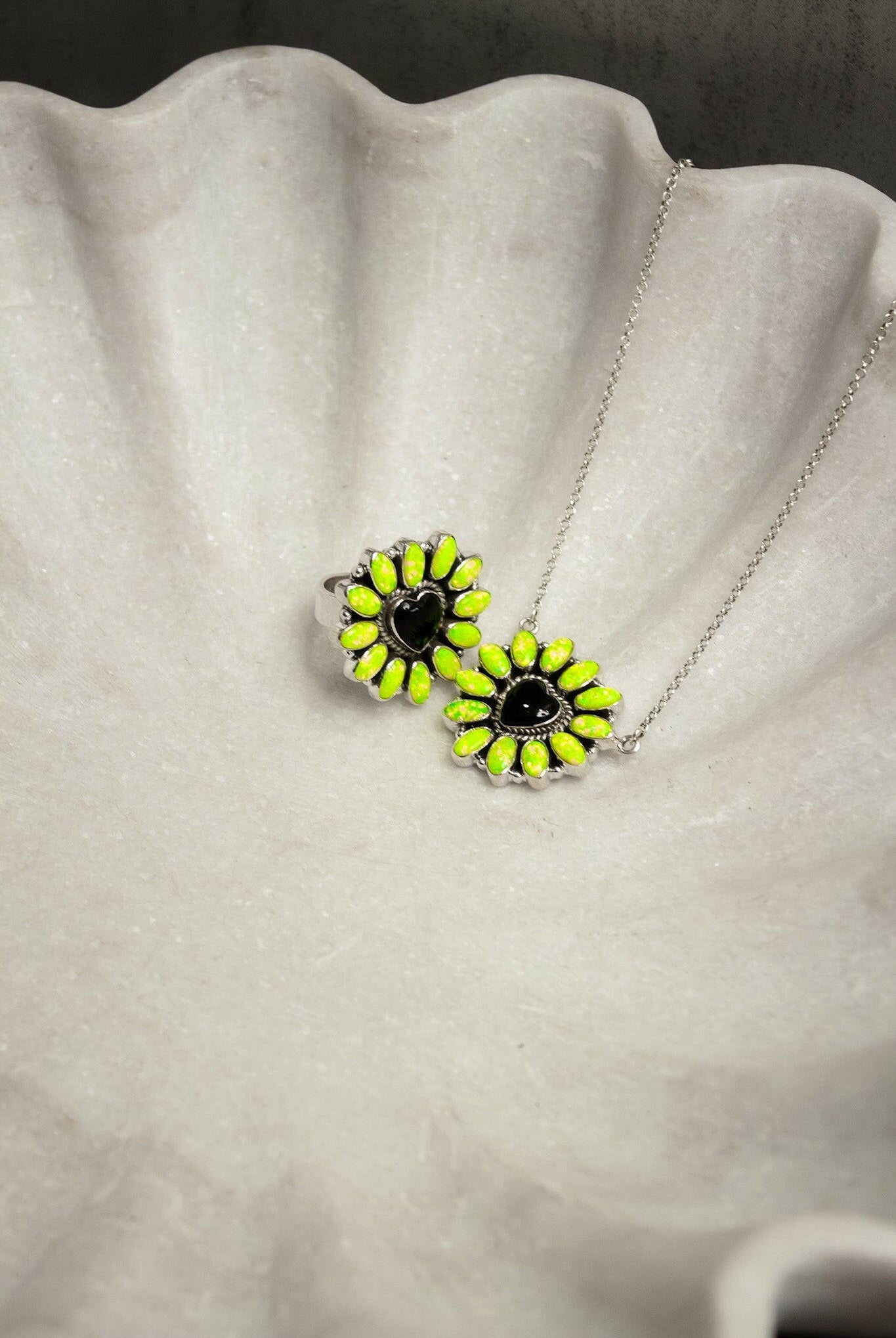 Hearts and Mixed Stone Sterling Silver Necklaces & Rings-Chain Necklaces-Krush Kandy, Women's Online Fashion Boutique Located in Phoenix, Arizona (Scottsdale Area)