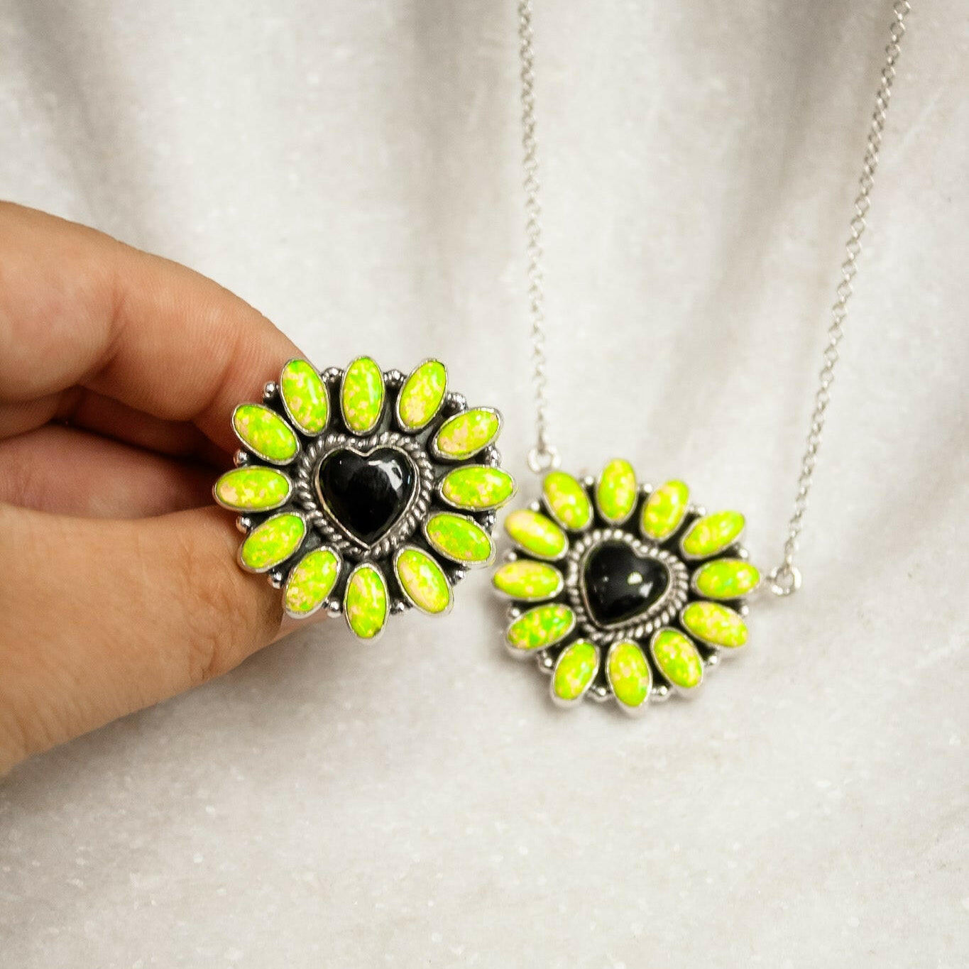 Hearts and Mixed Stone Sterling Silver Necklaces & Rings-Chain Necklaces-Krush Kandy, Women's Online Fashion Boutique Located in Phoenix, Arizona (Scottsdale Area)