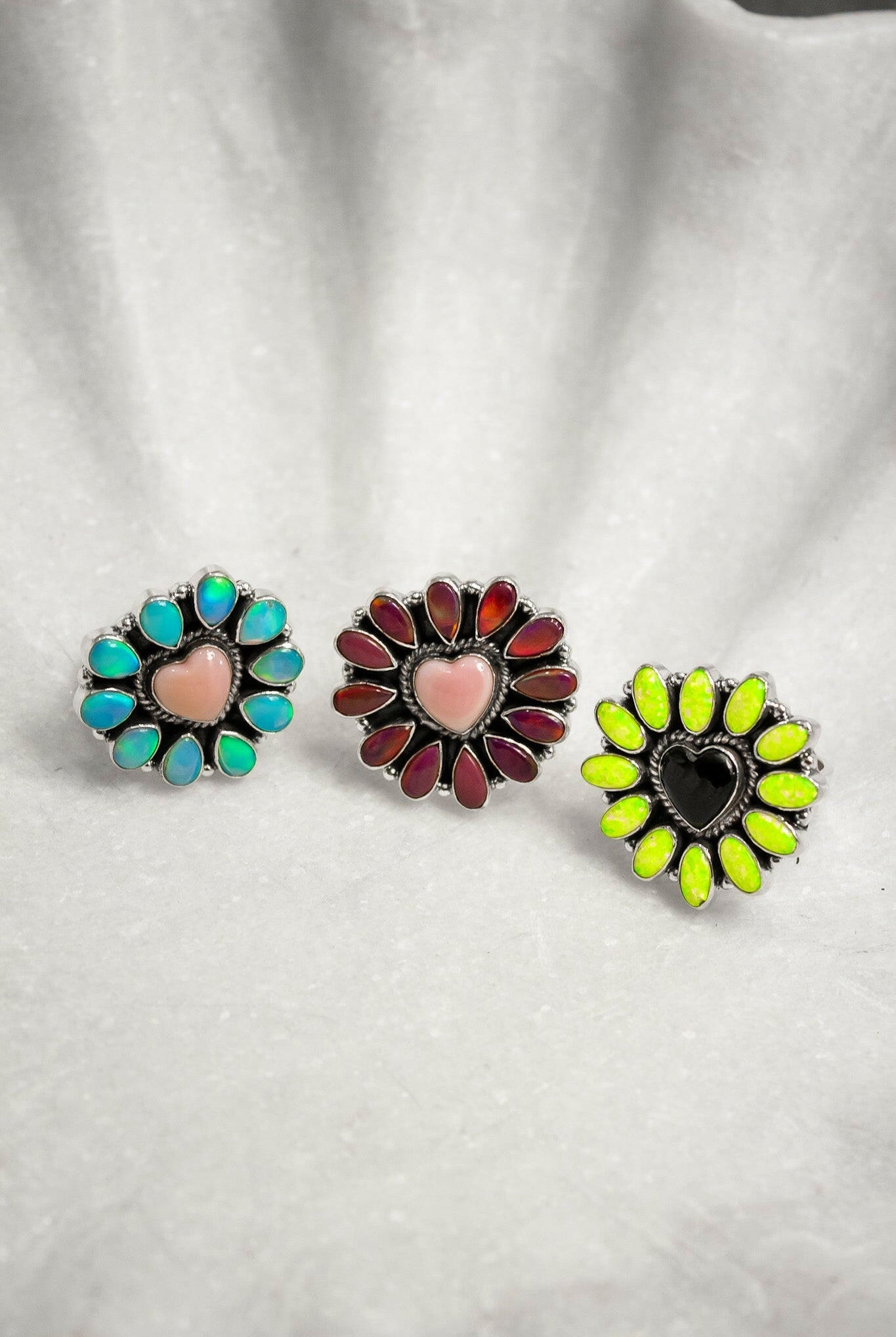 Hearts and Mixed Stone Sterling Silver Necklaces & Rings-Chain Necklaces-Krush Kandy, Women's Online Fashion Boutique Located in Phoenix, Arizona (Scottsdale Area)