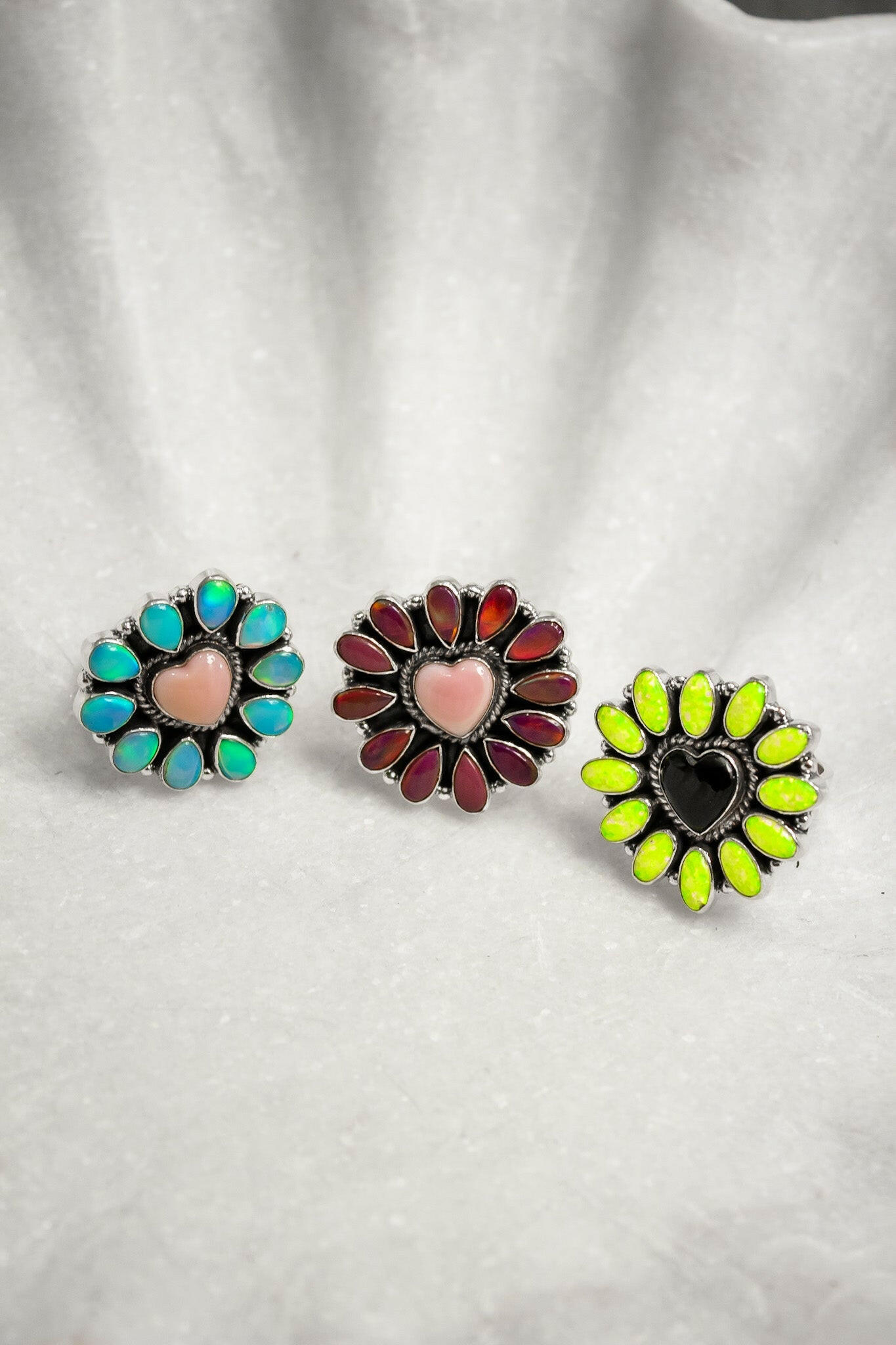 Hearts and Mixed Stone Sterling Silver Necklaces & Rings-Chain Necklaces-Krush Kandy, Women's Online Fashion Boutique Located in Phoenix, Arizona (Scottsdale Area)