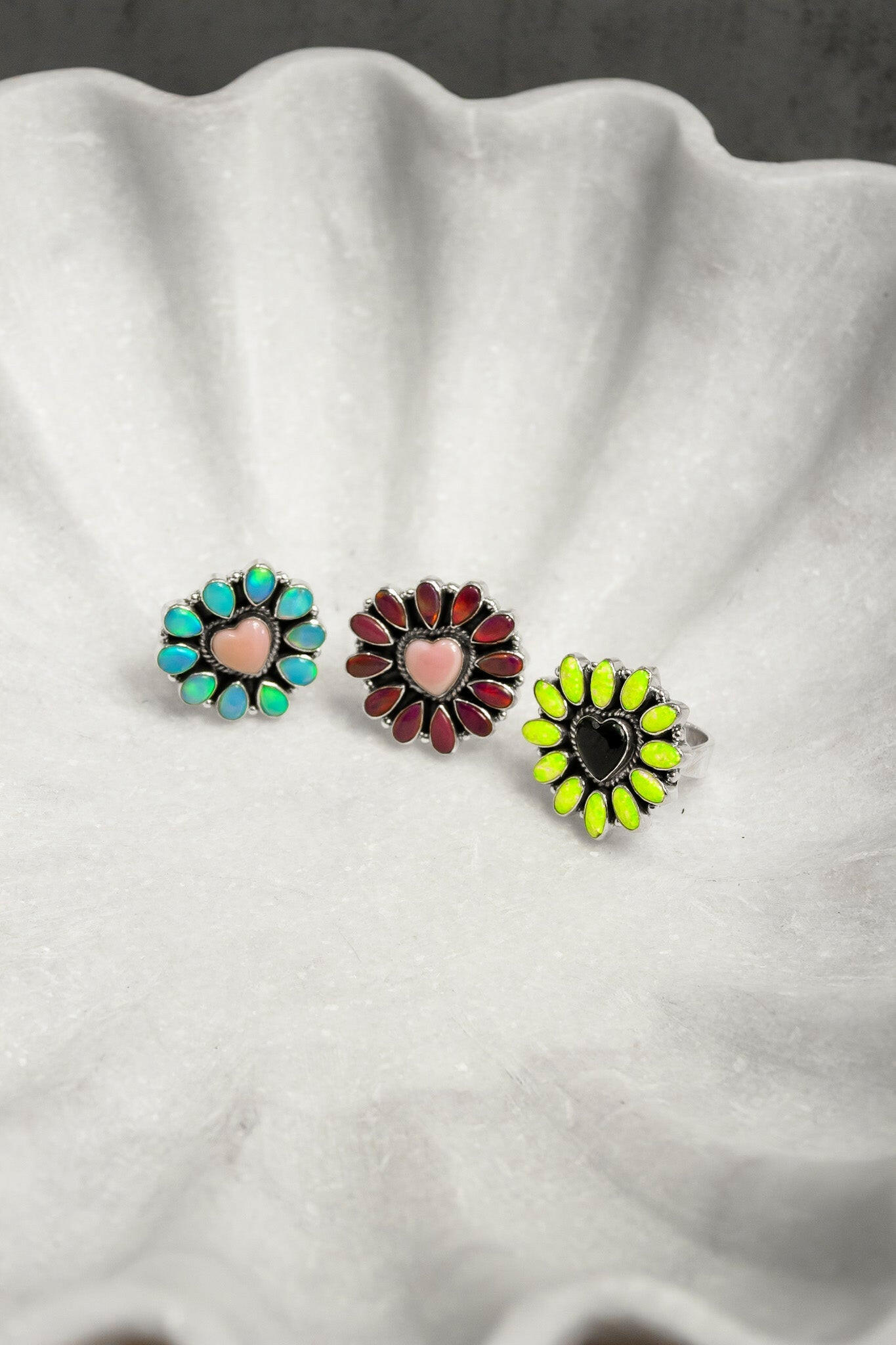 Hearts and Mixed Stone Sterling Silver Necklaces & Rings-Chain Necklaces-Krush Kandy, Women's Online Fashion Boutique Located in Phoenix, Arizona (Scottsdale Area)