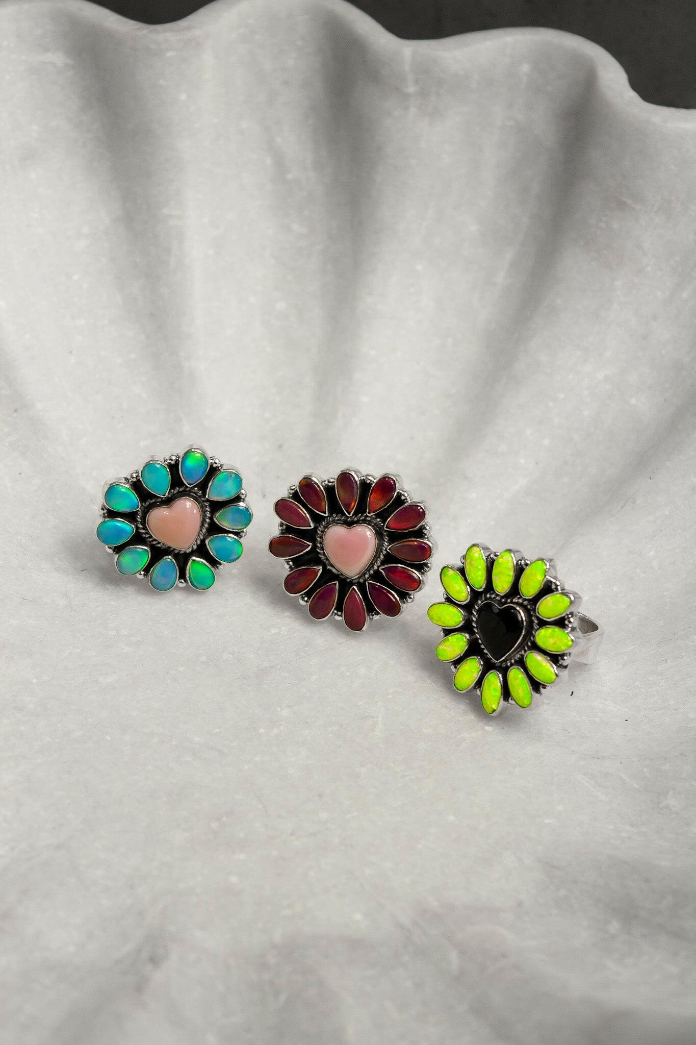 Hearts and Mixed Stone Sterling Silver Necklaces & Rings-Chain Necklaces-Krush Kandy, Women's Online Fashion Boutique Located in Phoenix, Arizona (Scottsdale Area)