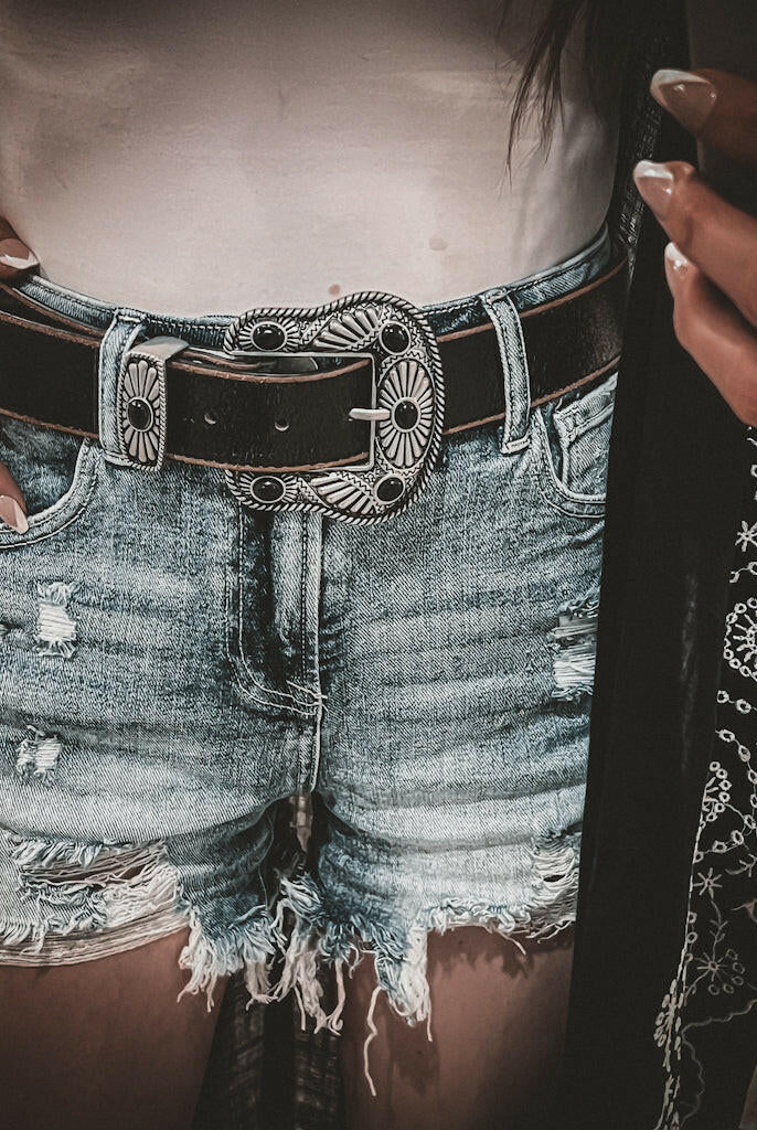 Vintage Leather Belt with Western Buckle .-Belts-Krush Kandy, Women's Online Fashion Boutique Located in Phoenix, Arizona (Scottsdale Area)
