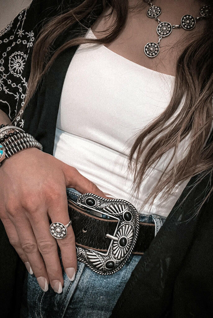 Vintage Leather Belt with Western Buckle .-Belts-Krush Kandy, Women's Online Fashion Boutique Located in Phoenix, Arizona (Scottsdale Area)