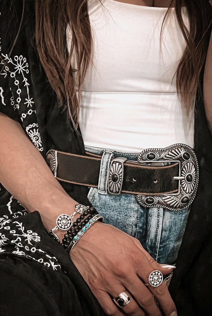 Vintage Leather Belt with Western Buckle .-Belts-Krush Kandy, Women's Online Fashion Boutique Located in Phoenix, Arizona (Scottsdale Area)