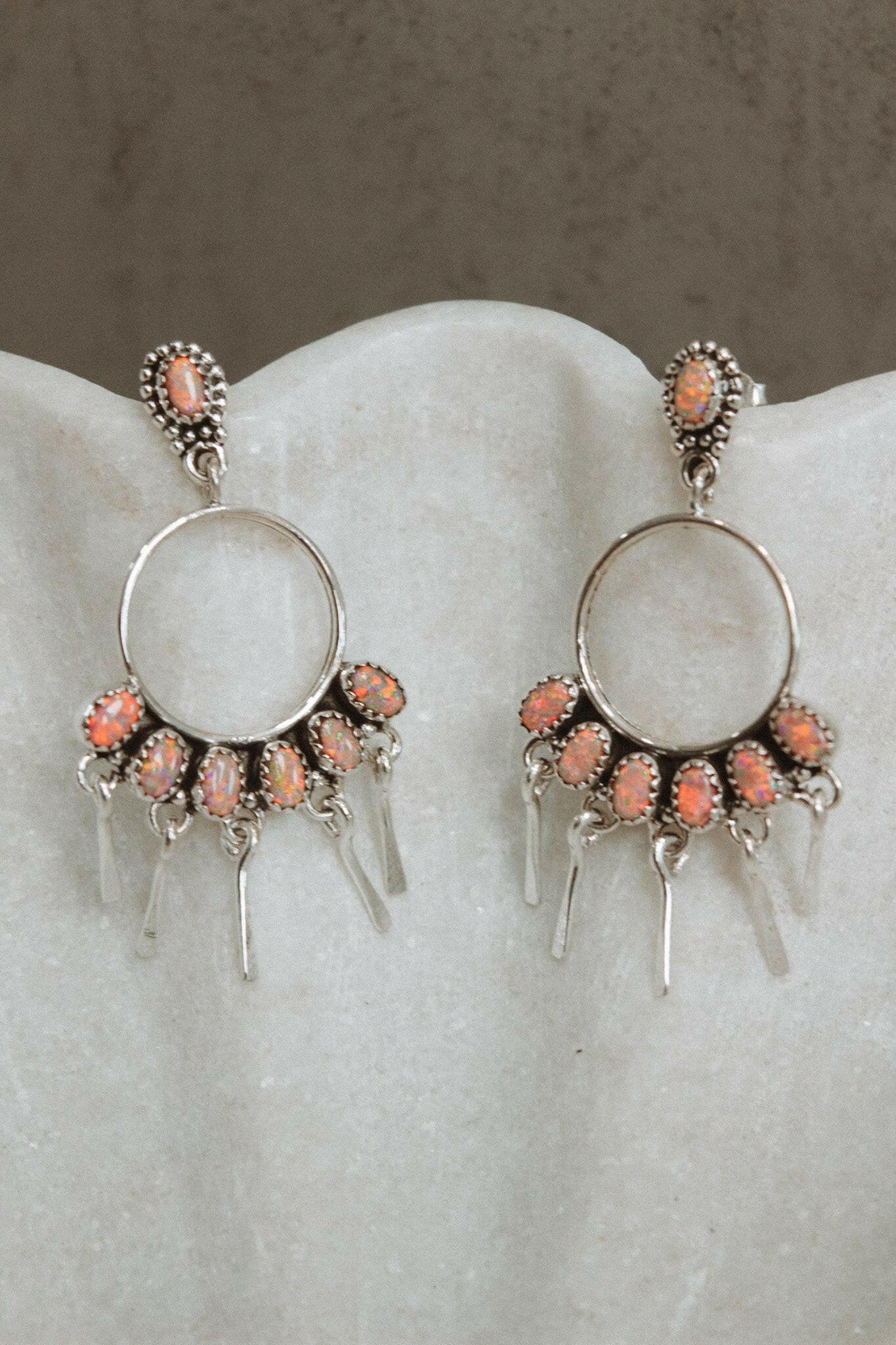 7 Jewel Hoop Studded Dangle Earring-Drop Earrings-Krush Kandy, Women's Online Fashion Boutique Located in Phoenix, Arizona (Scottsdale Area)