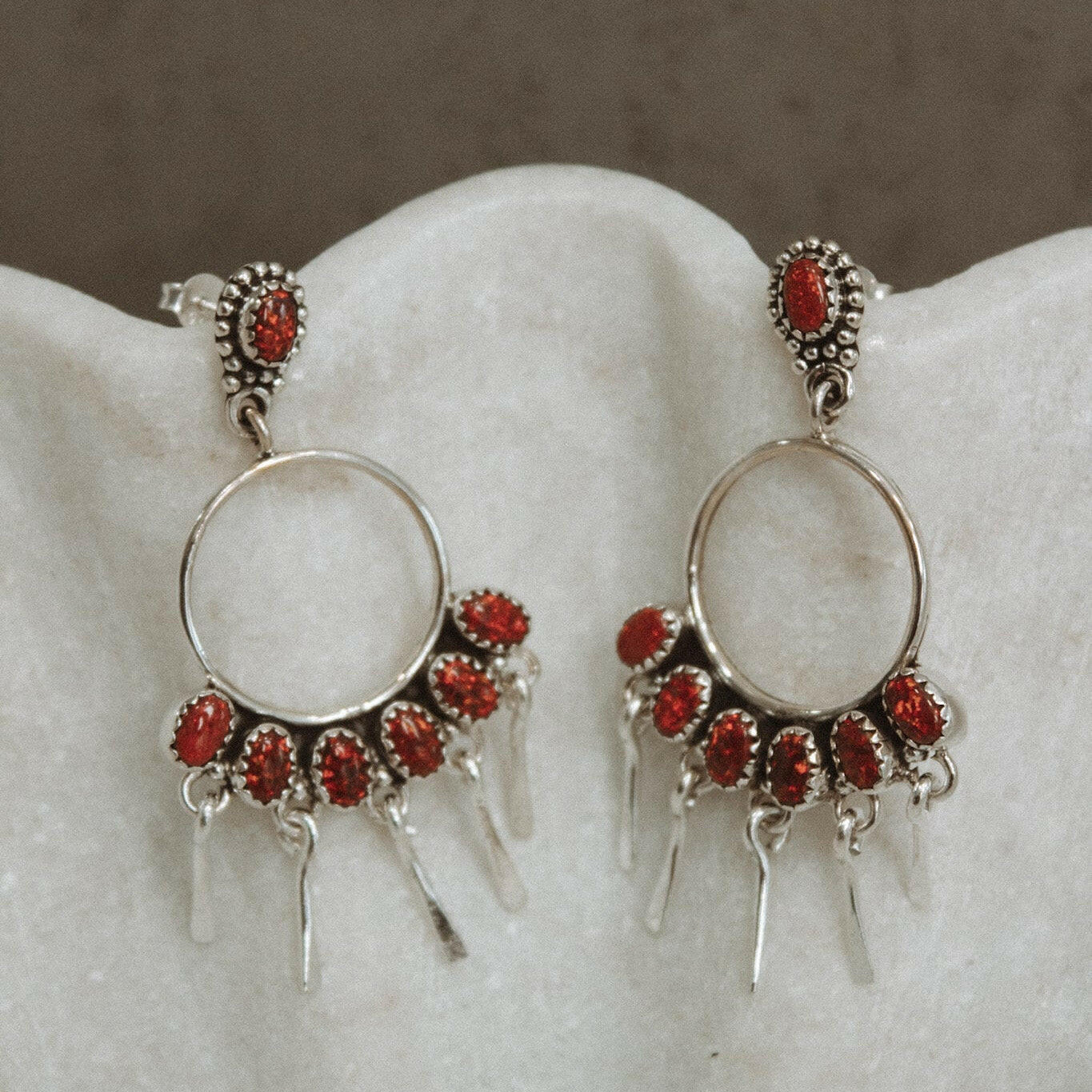 7 Jewel Hoop Studded Dangle Earring-Drop Earrings-Krush Kandy, Women's Online Fashion Boutique Located in Phoenix, Arizona (Scottsdale Area)