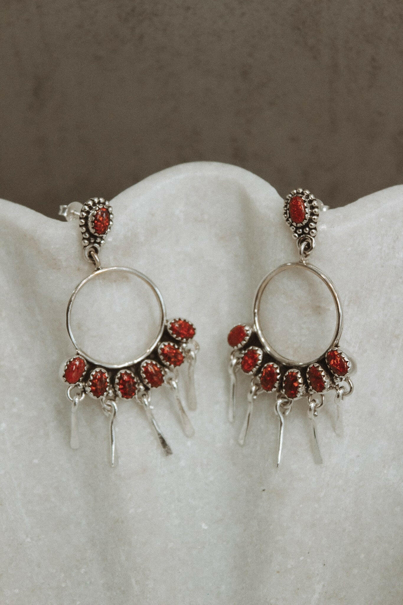 7 Jewel Hoop Studded Dangle Earring-Drop Earrings-Krush Kandy, Women's Online Fashion Boutique Located in Phoenix, Arizona (Scottsdale Area)