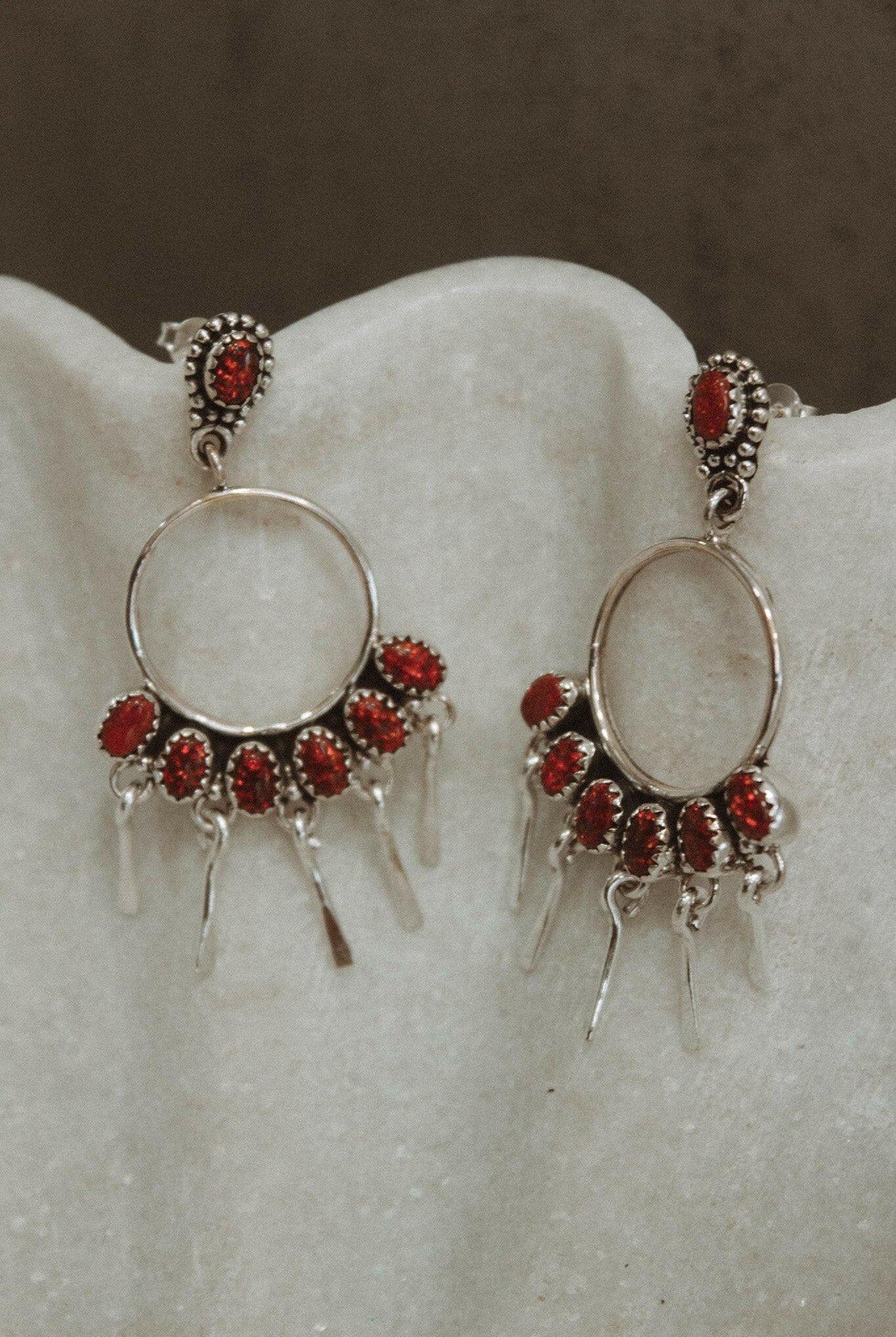 7 Jewel Hoop Studded Dangle Earring-Drop Earrings-Krush Kandy, Women's Online Fashion Boutique Located in Phoenix, Arizona (Scottsdale Area)