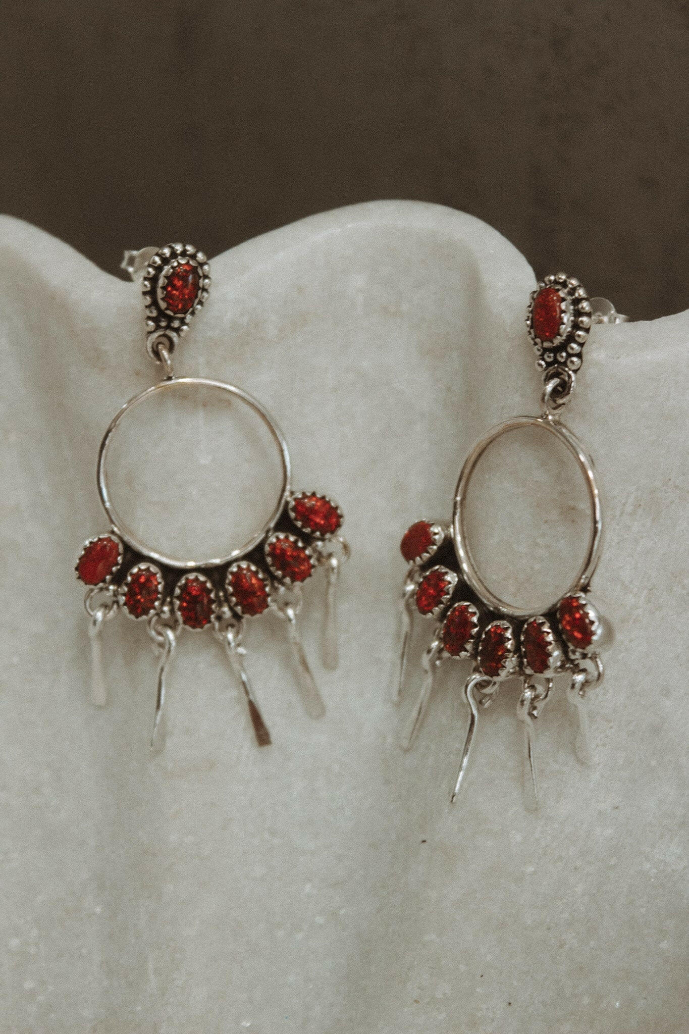 7 Jewel Hoop Studded Dangle Earring-Drop Earrings-Krush Kandy, Women's Online Fashion Boutique Located in Phoenix, Arizona (Scottsdale Area)