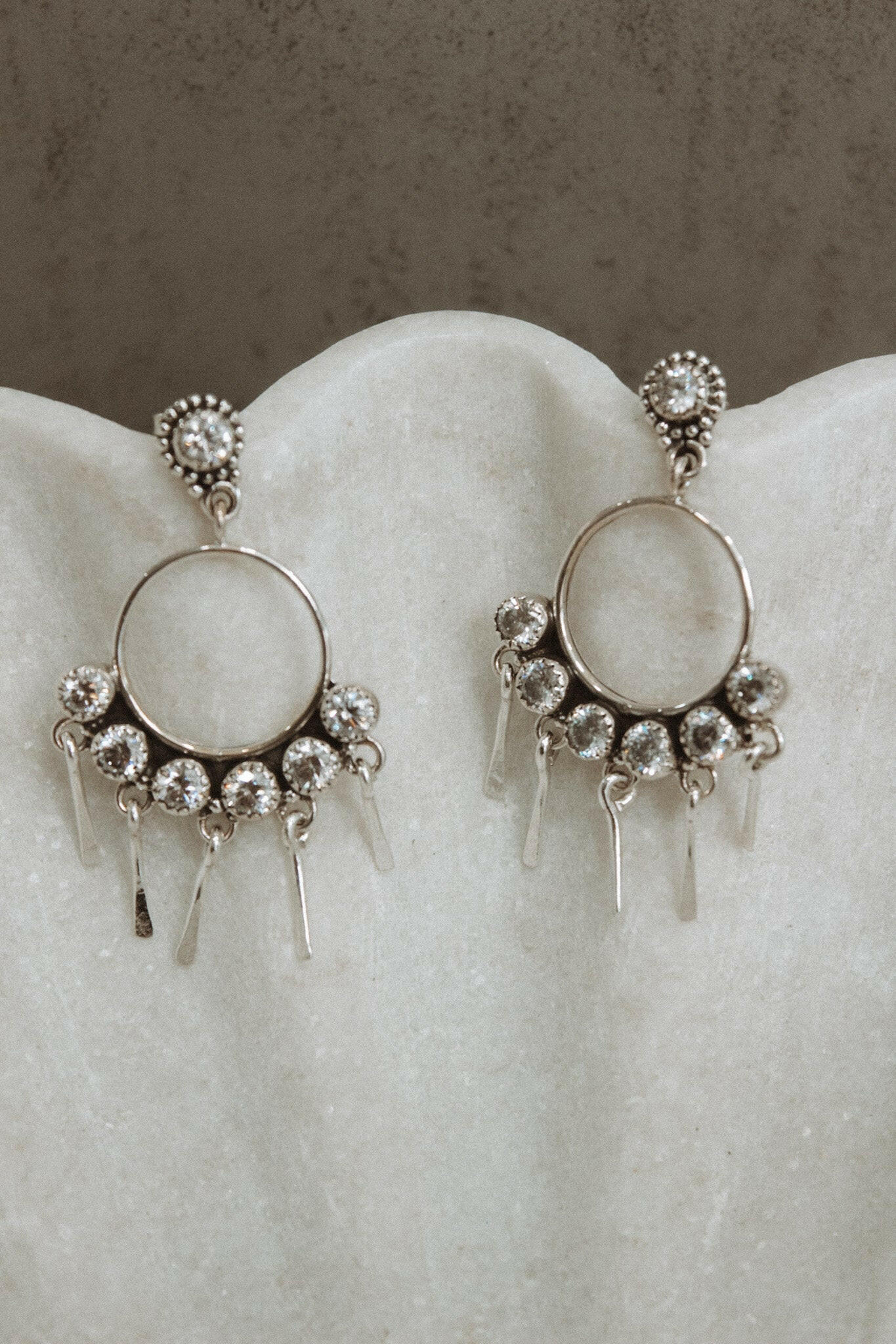 7 Jewel Hoop Studded Dangle Earring-Drop Earrings-Krush Kandy, Women's Online Fashion Boutique Located in Phoenix, Arizona (Scottsdale Area)