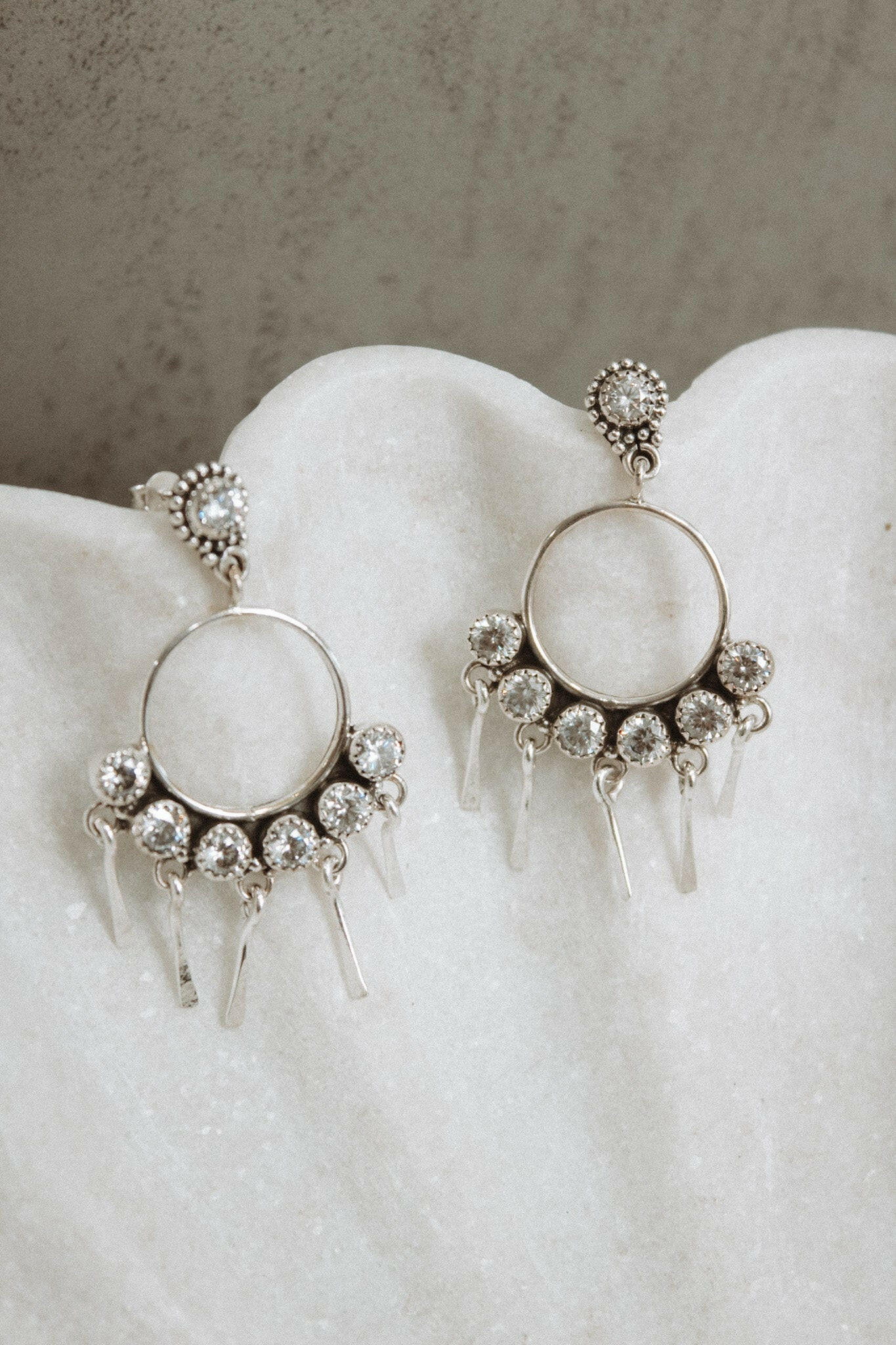 7 Jewel Hoop Studded Dangle Earring-Drop Earrings-Krush Kandy, Women's Online Fashion Boutique Located in Phoenix, Arizona (Scottsdale Area)