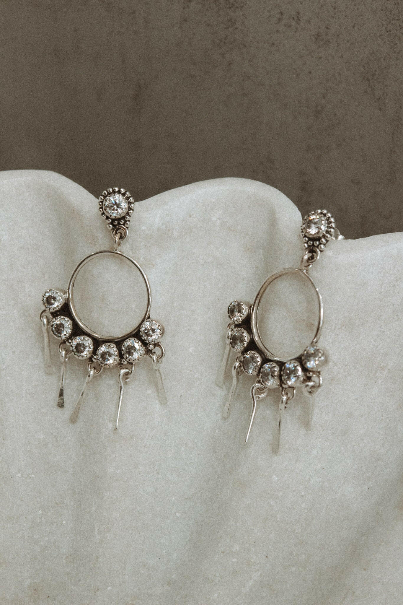 7 Jewel Hoop Studded Dangle Earring-Drop Earrings-Krush Kandy, Women's Online Fashion Boutique Located in Phoenix, Arizona (Scottsdale Area)