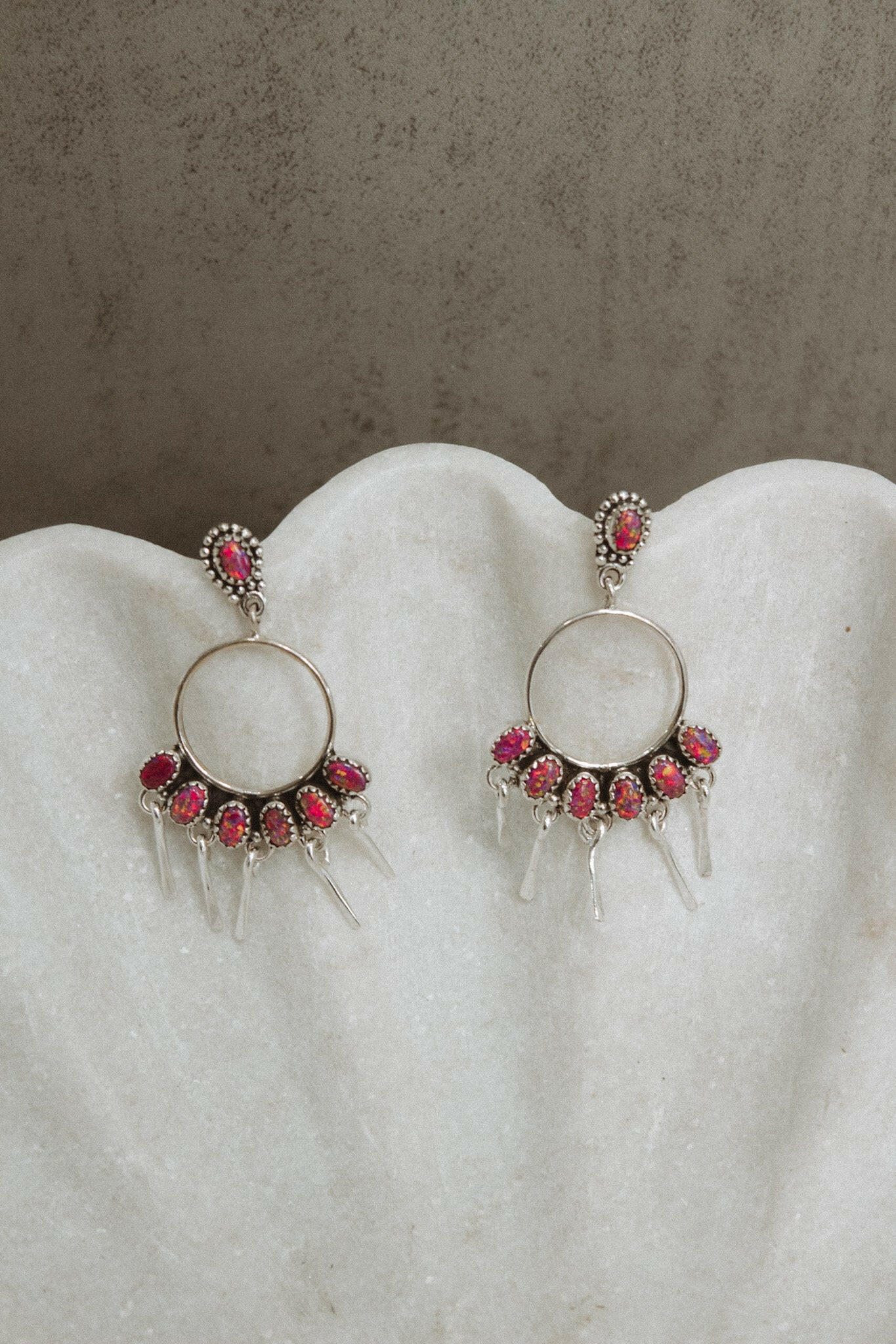 7 Jewel Hoop Studded Dangle Earring-Drop Earrings-Krush Kandy, Women's Online Fashion Boutique Located in Phoenix, Arizona (Scottsdale Area)