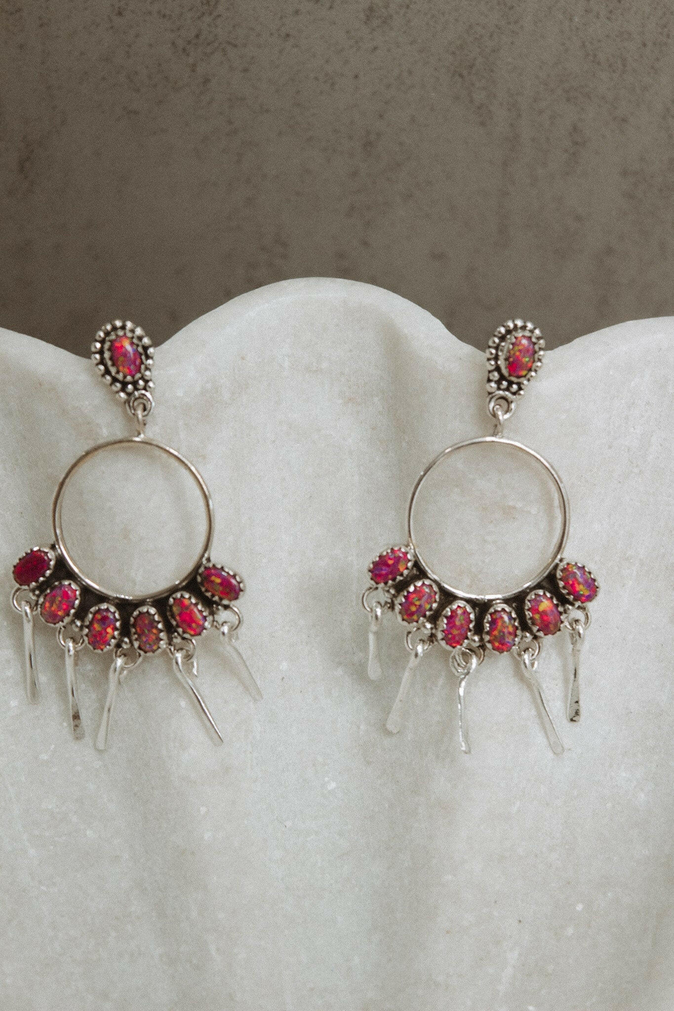 7 Jewel Hoop Studded Dangle Earring-Drop Earrings-Krush Kandy, Women's Online Fashion Boutique Located in Phoenix, Arizona (Scottsdale Area)