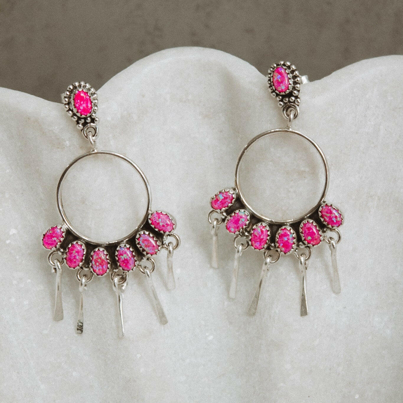 7 Jewel Hoop Studded Dangle Earring-Drop Earrings-Krush Kandy, Women's Online Fashion Boutique Located in Phoenix, Arizona (Scottsdale Area)