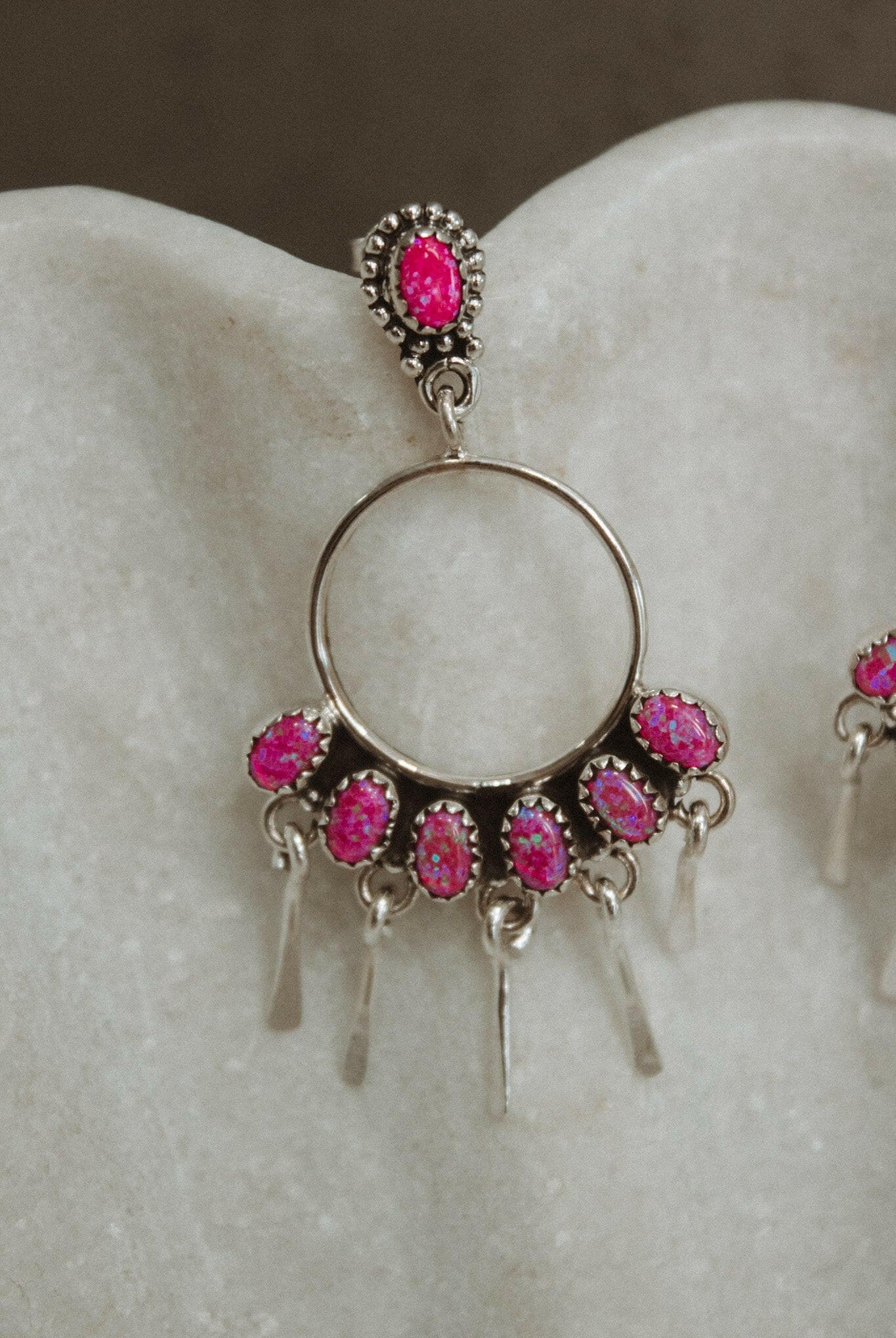 7 Jewel Hoop Studded Dangle Earring-Drop Earrings-Krush Kandy, Women's Online Fashion Boutique Located in Phoenix, Arizona (Scottsdale Area)