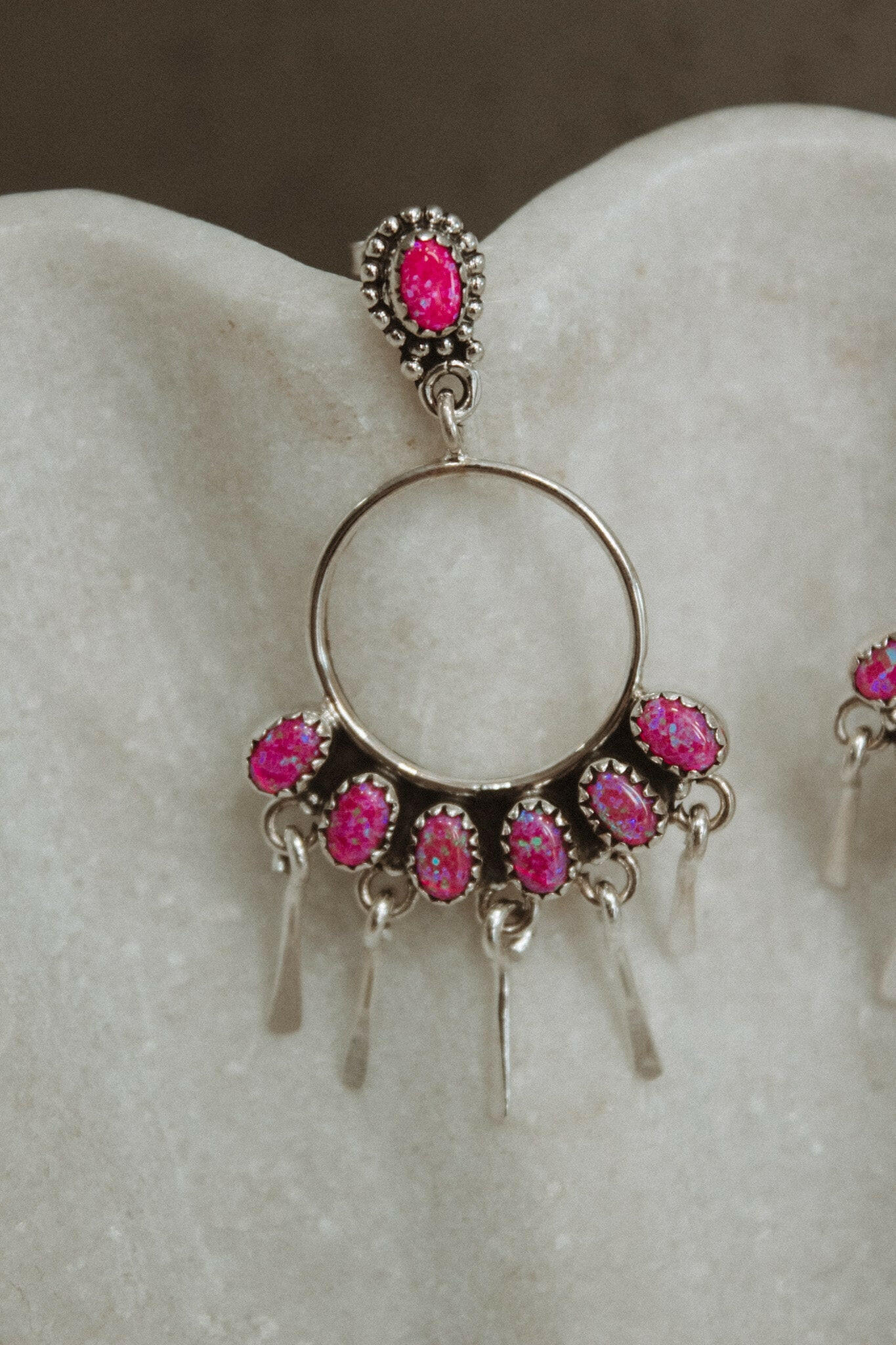 7 Jewel Hoop Studded Dangle Earring-Drop Earrings-Krush Kandy, Women's Online Fashion Boutique Located in Phoenix, Arizona (Scottsdale Area)